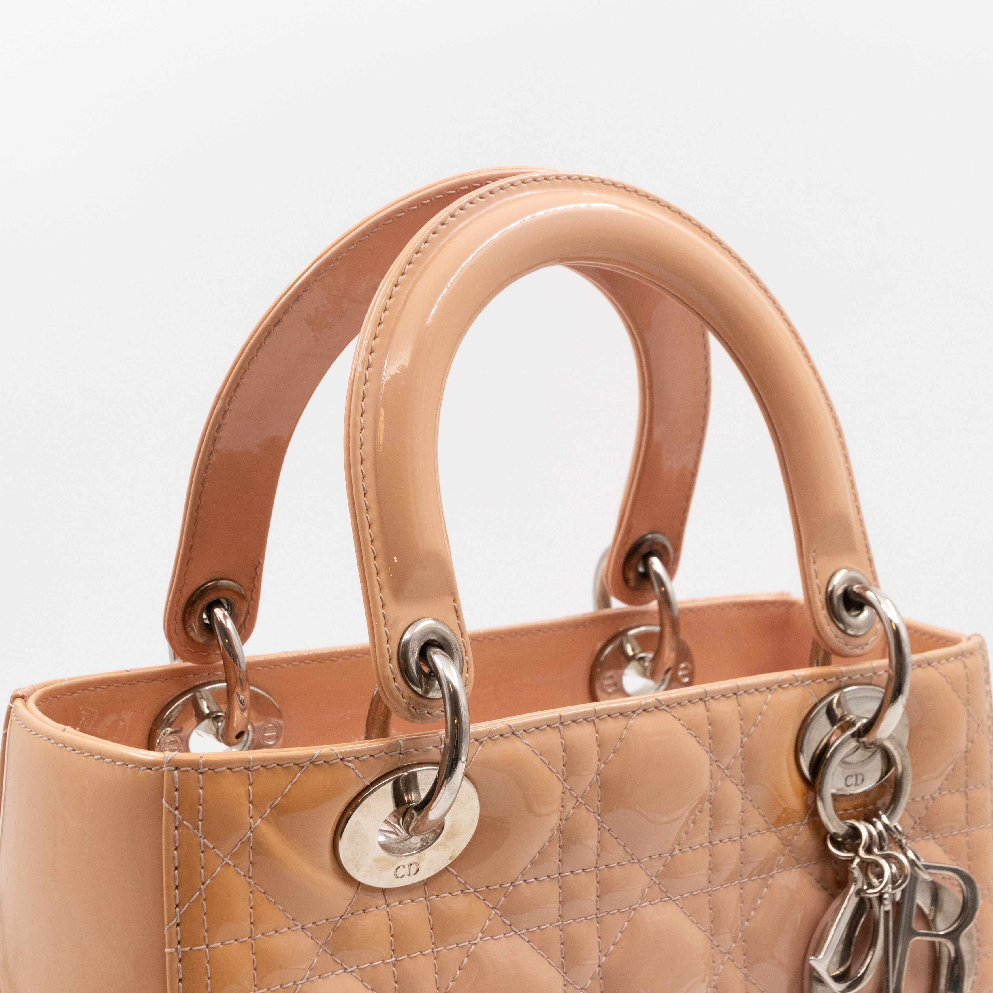 Lady Dior Medium Rose Beige Patent Leather