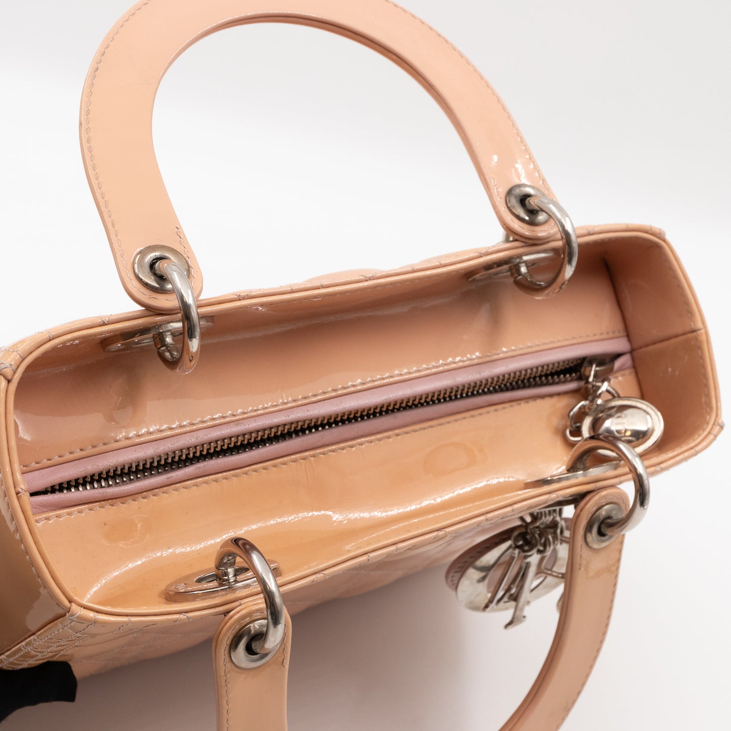 Lady Dior Medium Rose Beige Patent Leather