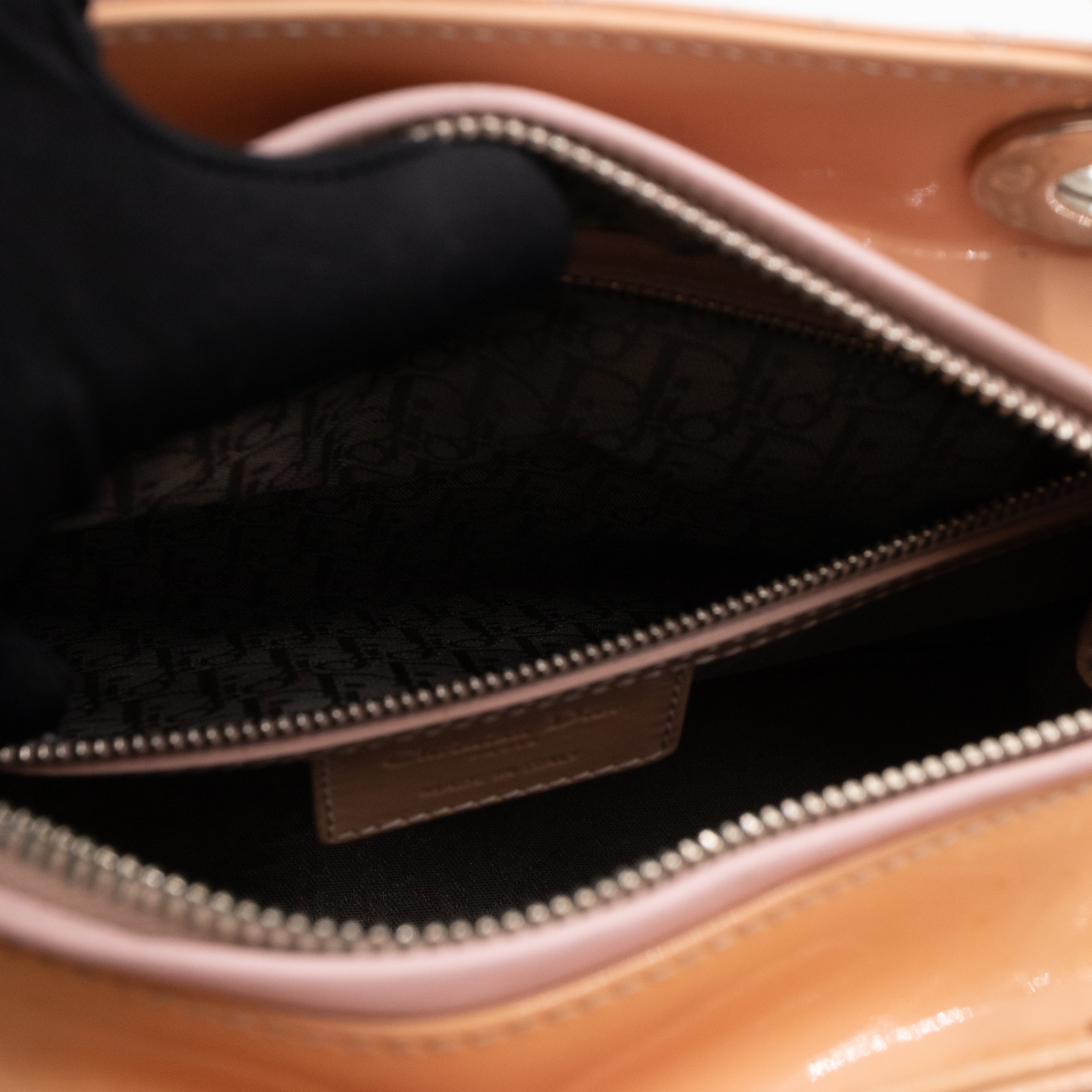 Lady Dior Medium Rose Beige Patent Leather