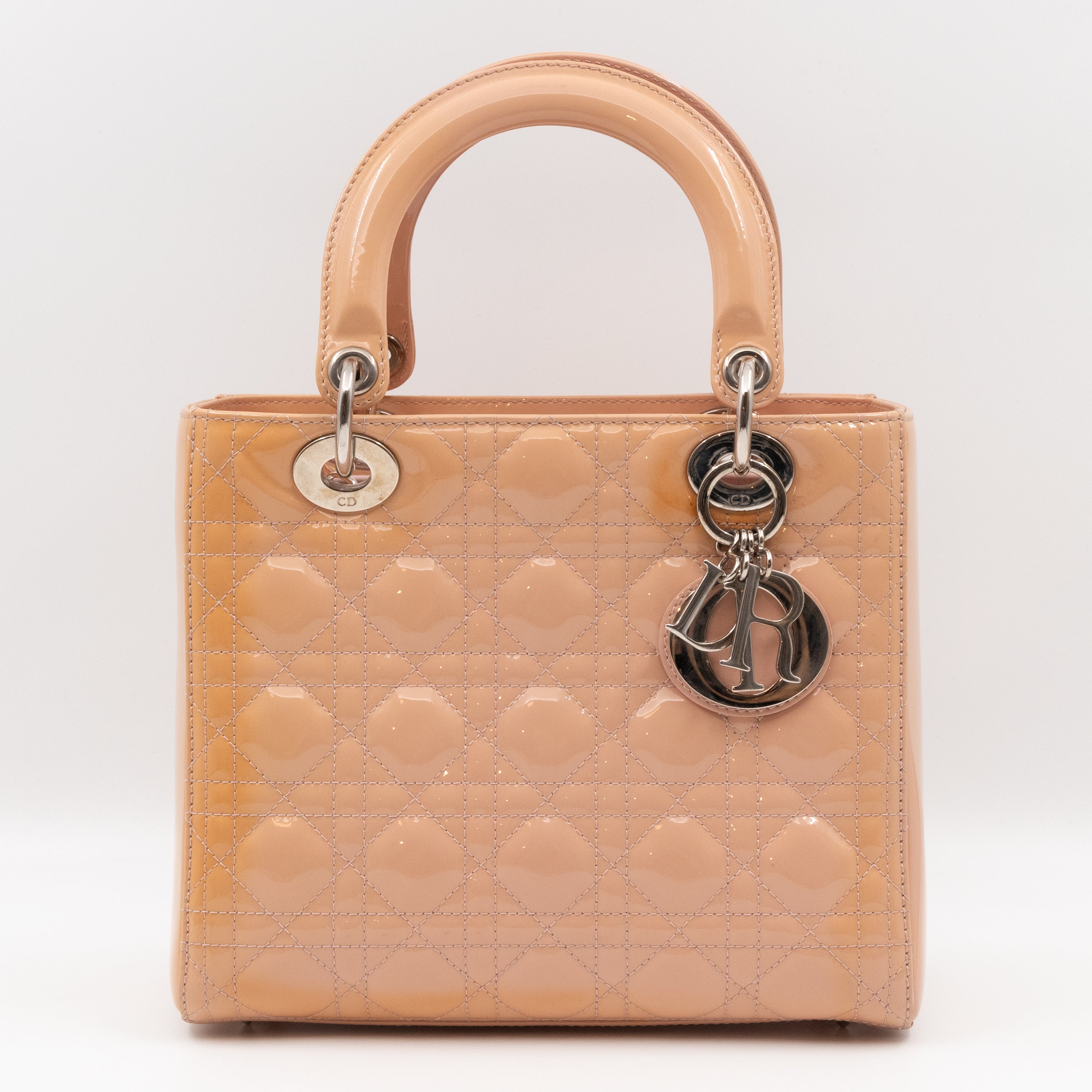 Lady Dior Medium Rose Beige Patent Leather