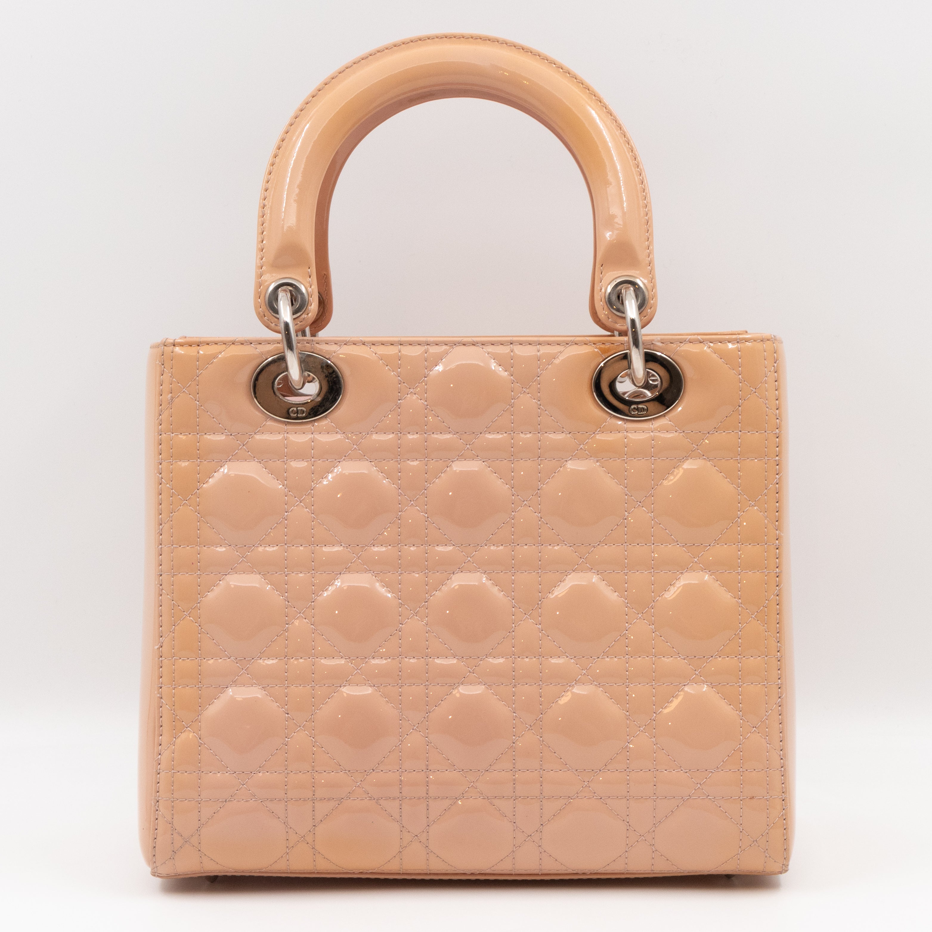 Lady Dior Medium Rose Beige Patent Leather