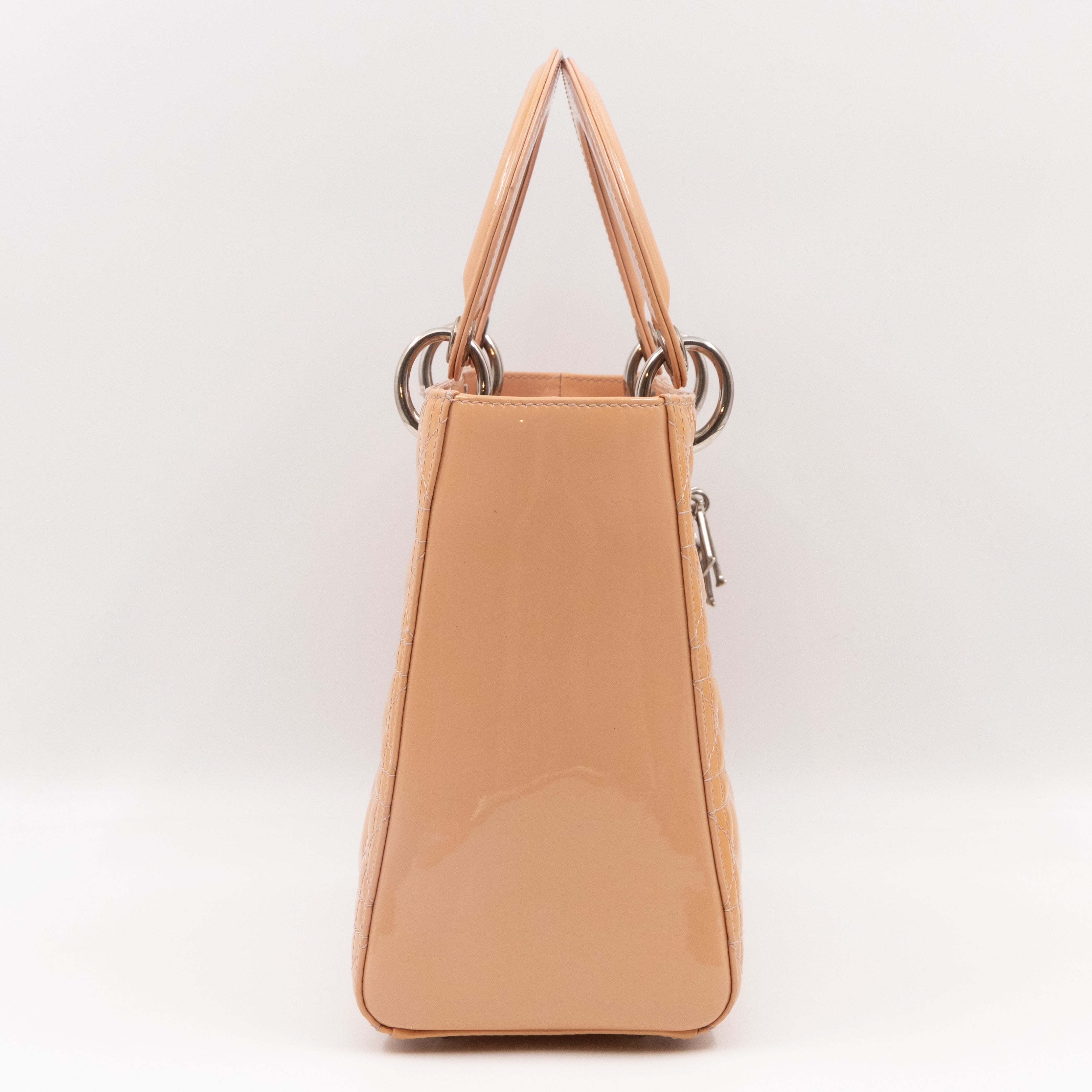 Lady Dior Medium Rose Beige Patent Leather