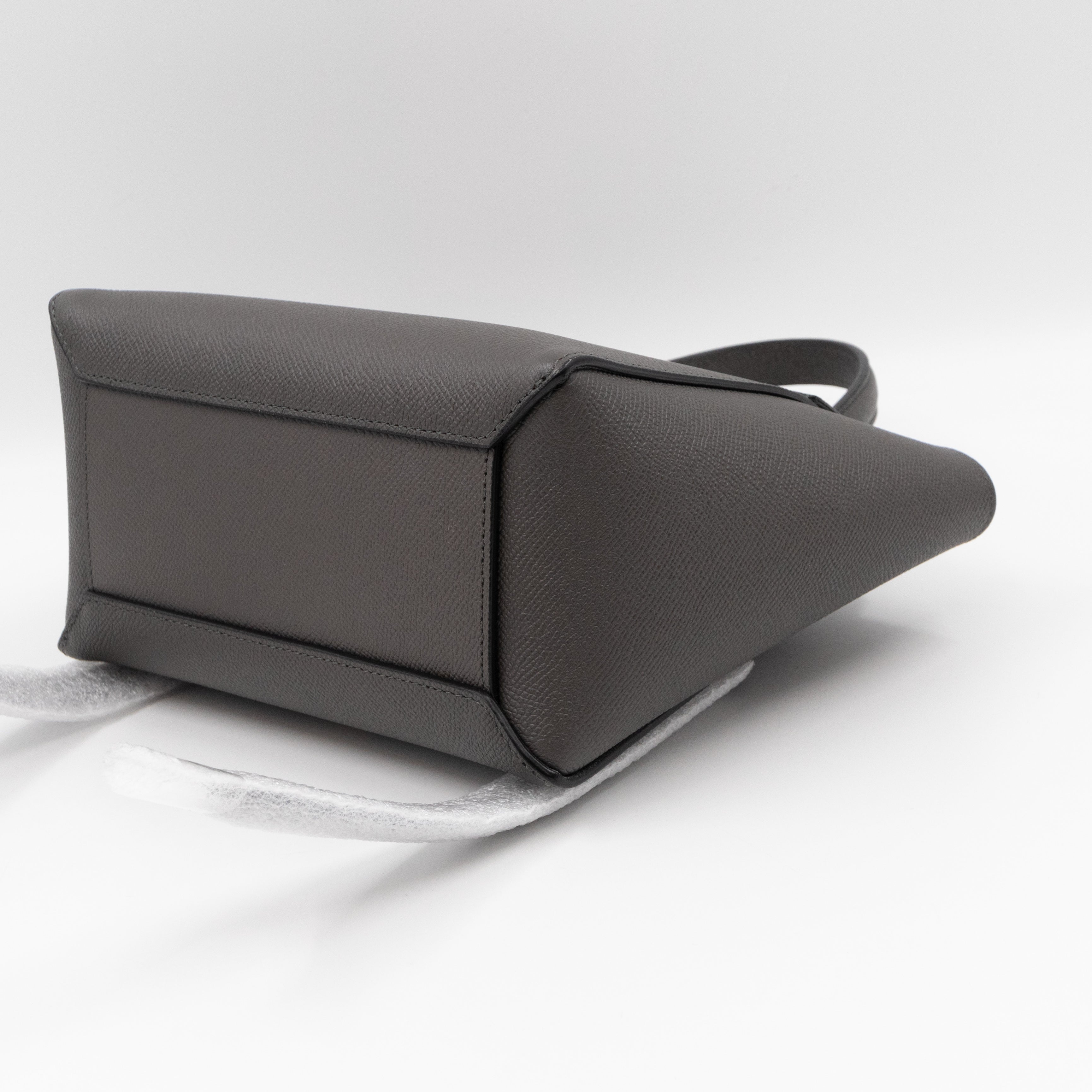 Nano Belt Bag Grey Grained Leather