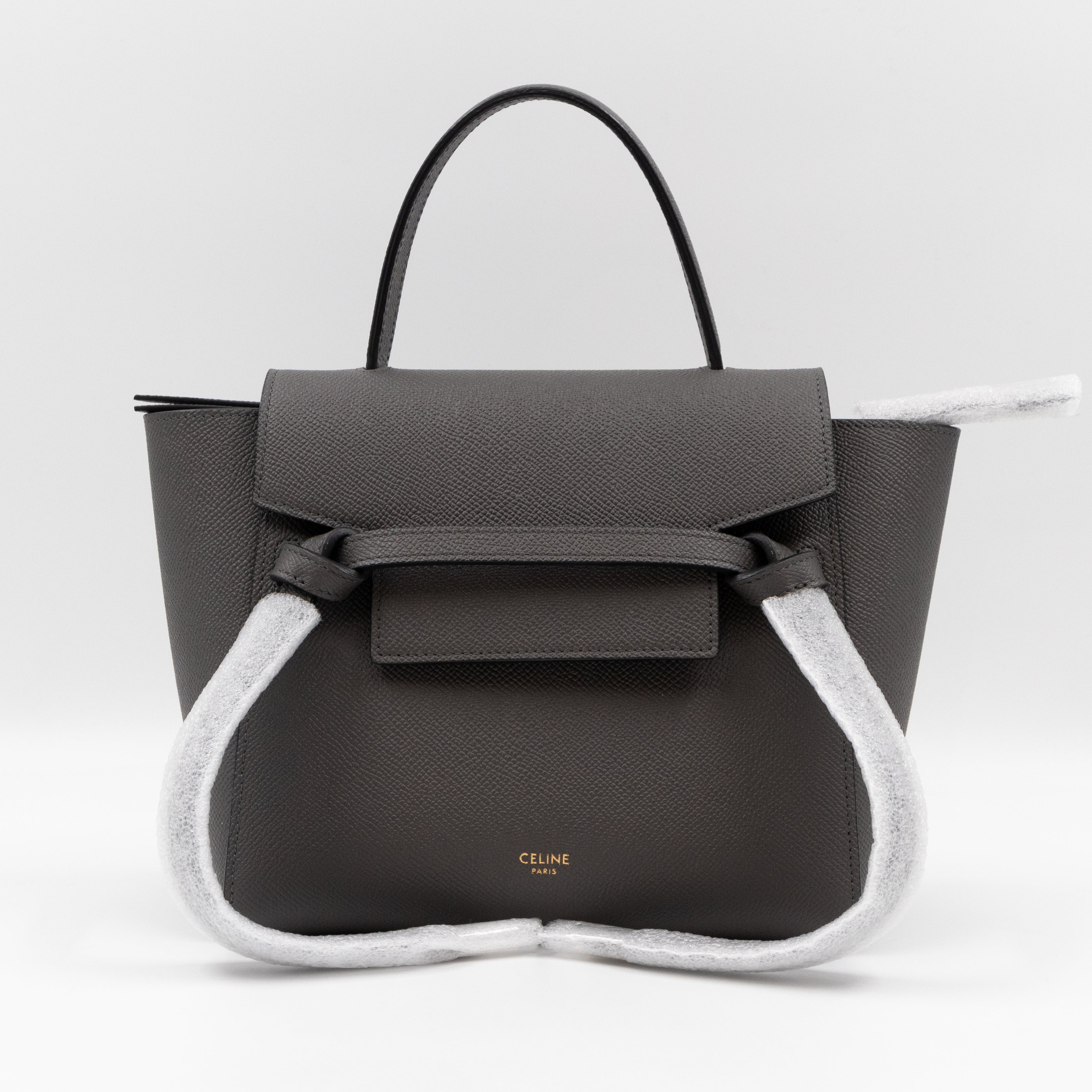 Nano Belt Bag Grey Grained Leather