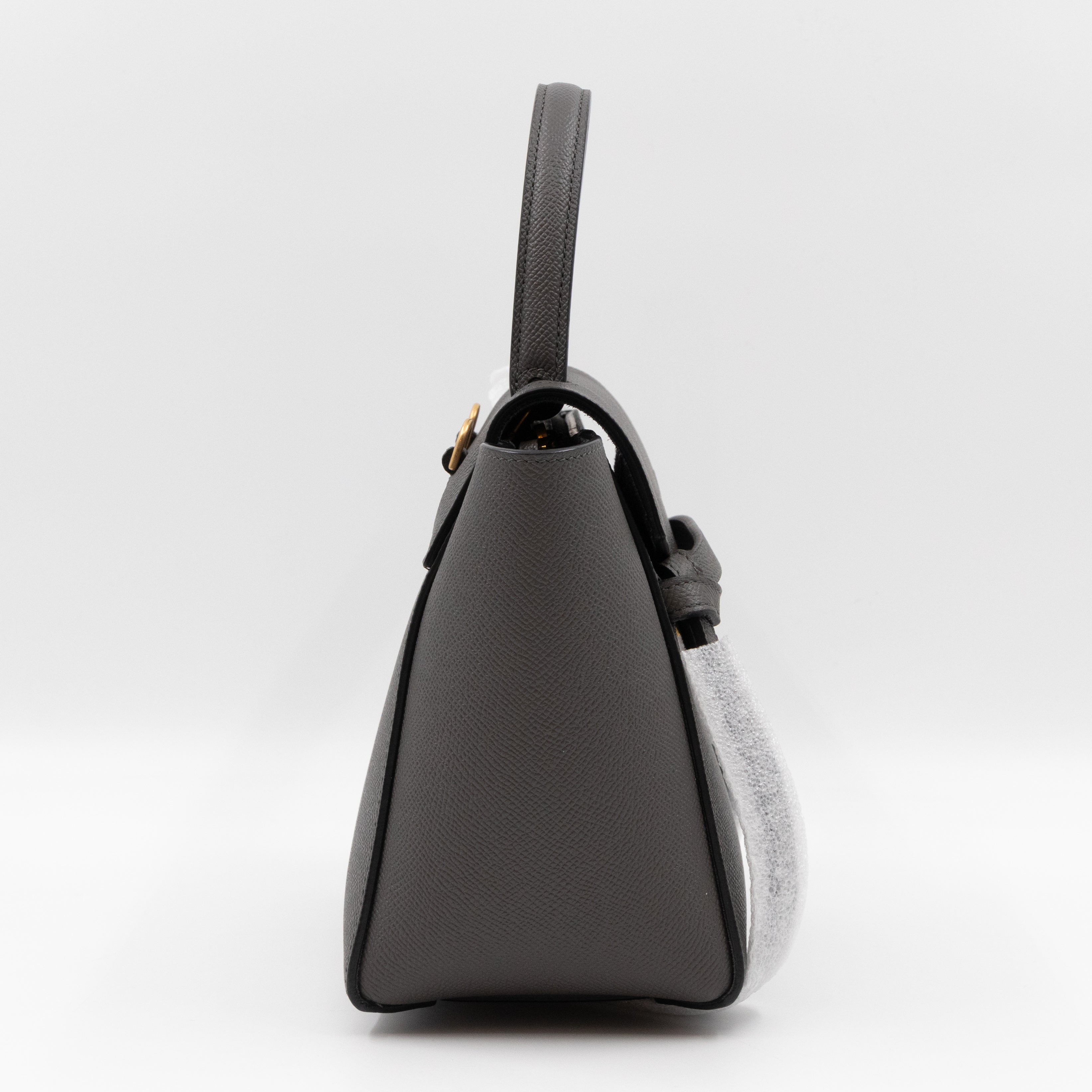 Nano Belt Bag Grey Grained Leather