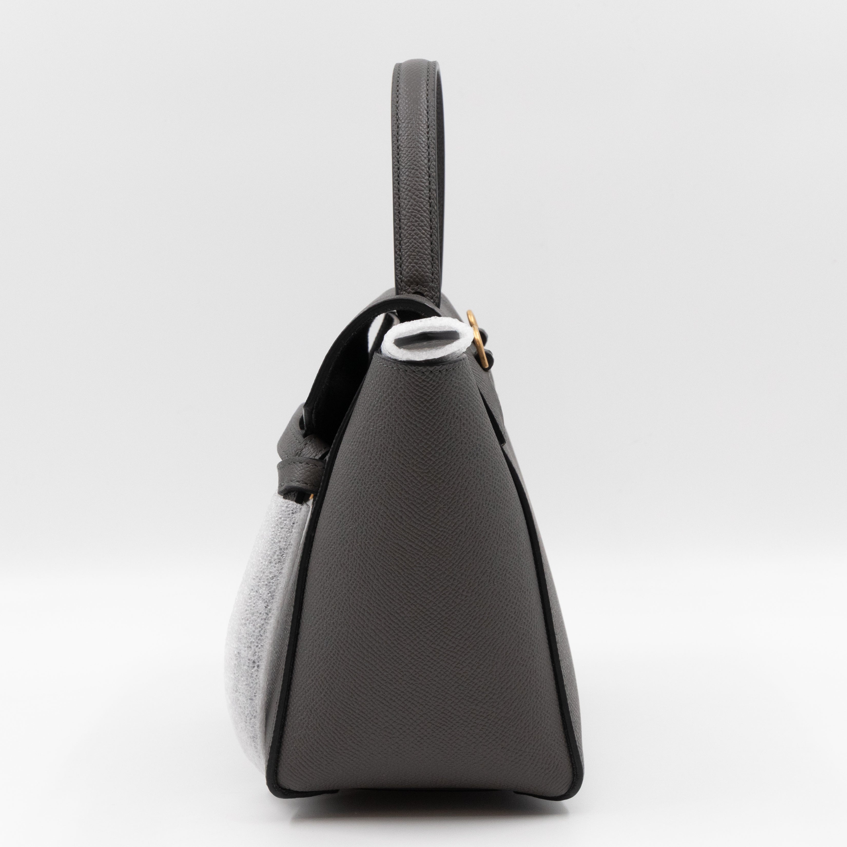 Nano Belt Bag Grey Grained Leather