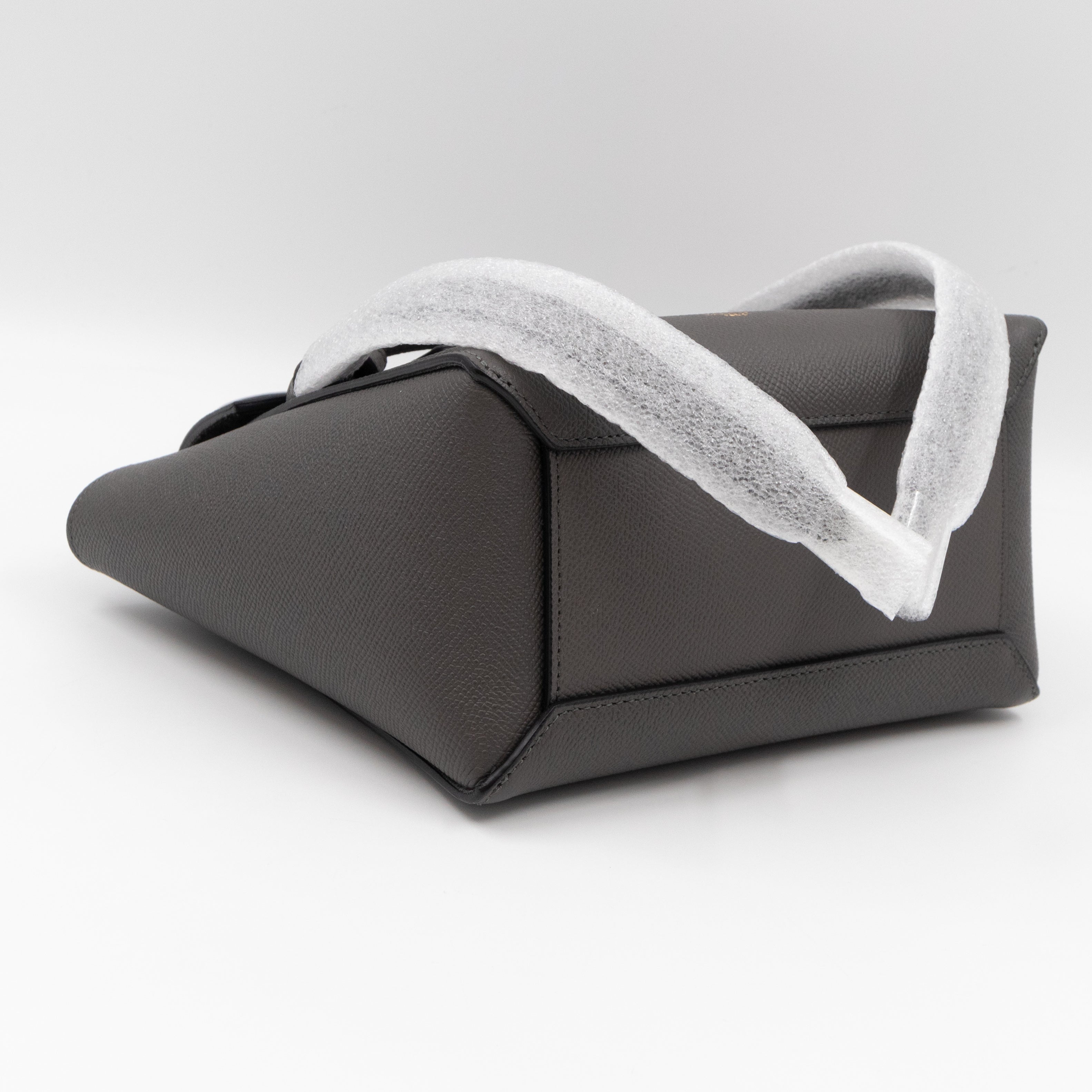 Nano Belt Bag Grey Grained Leather