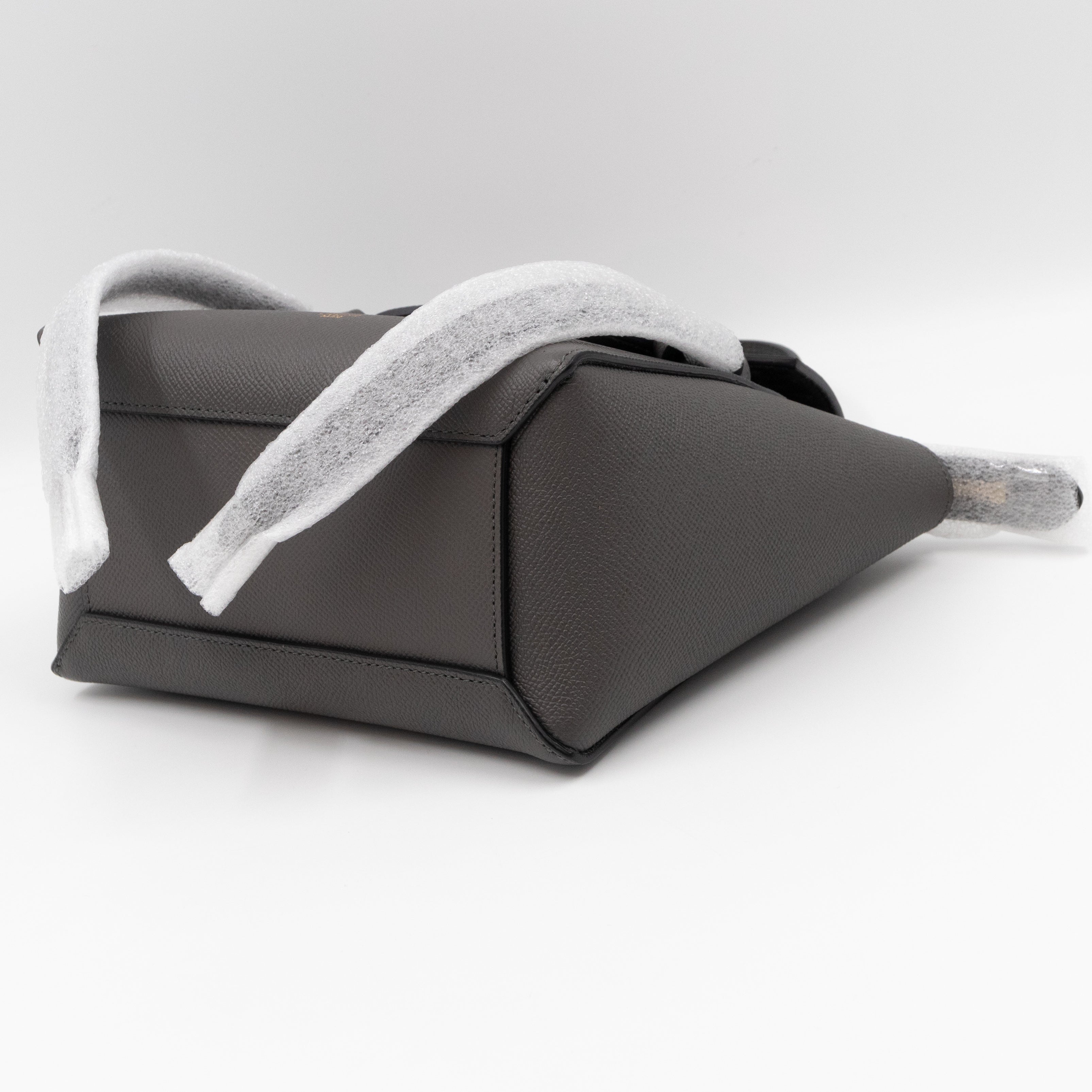 Nano Belt Bag Grey Grained Leather