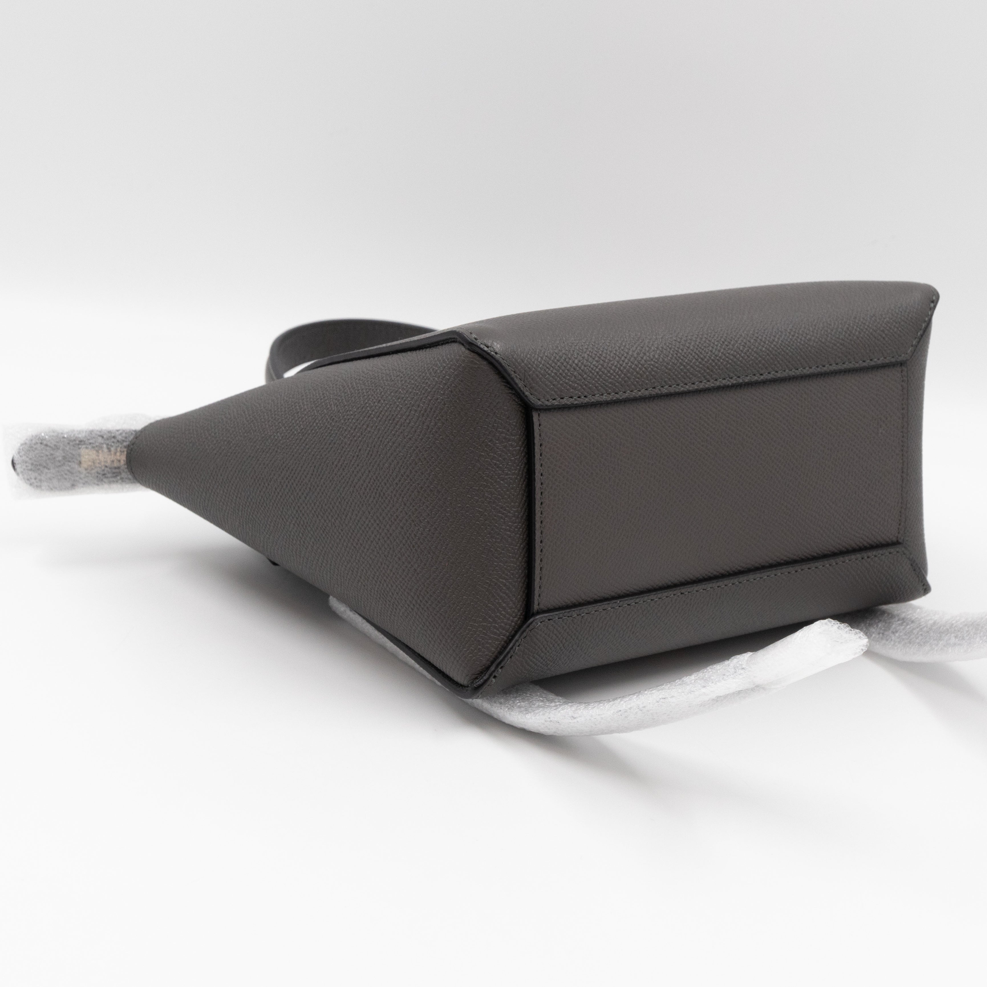 Nano Belt Bag Grey Grained Leather