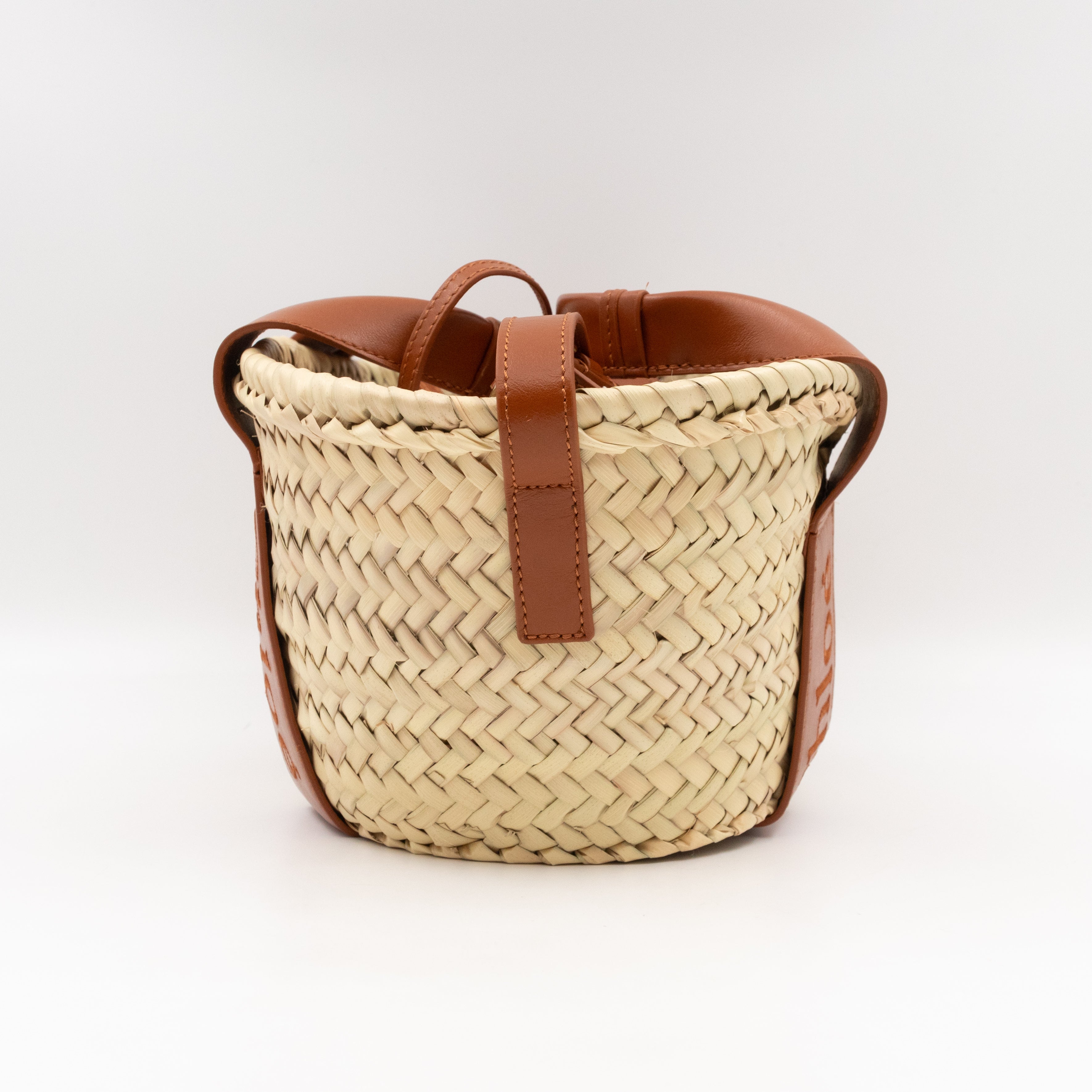 Sense Tote Natural Wicker Basket Brown Leather
