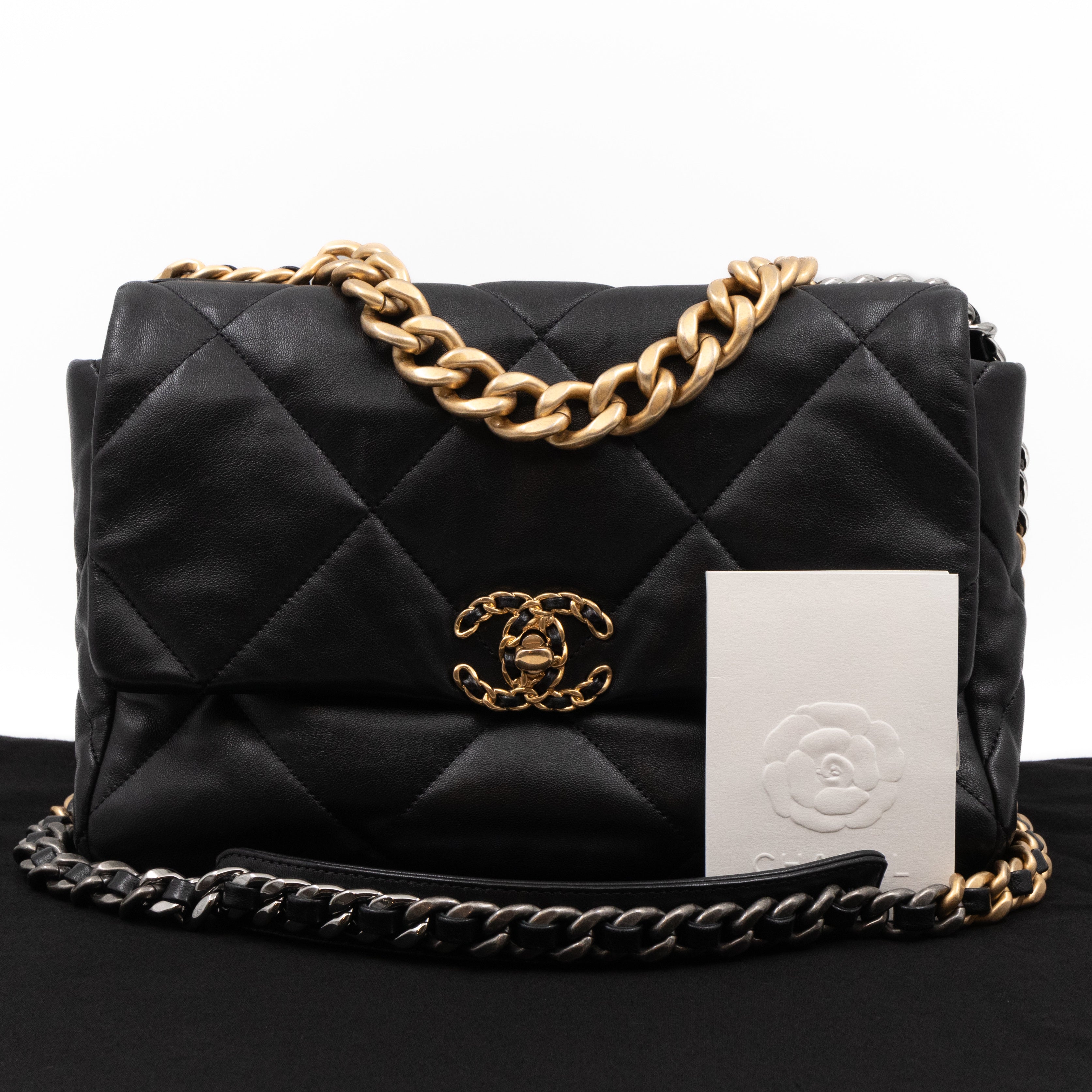 Chanel 19 Large Black Shiny Lambskin