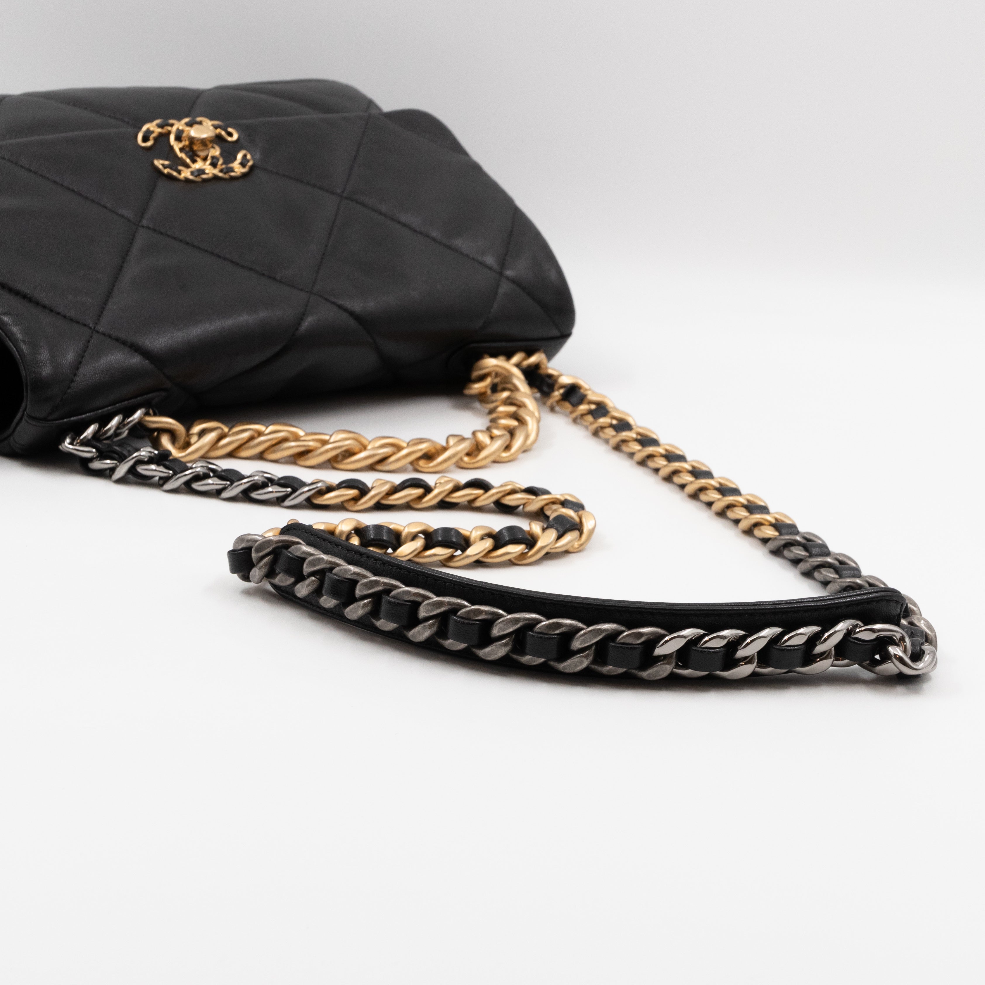 Chanel 19 Large Black Shiny Lambskin