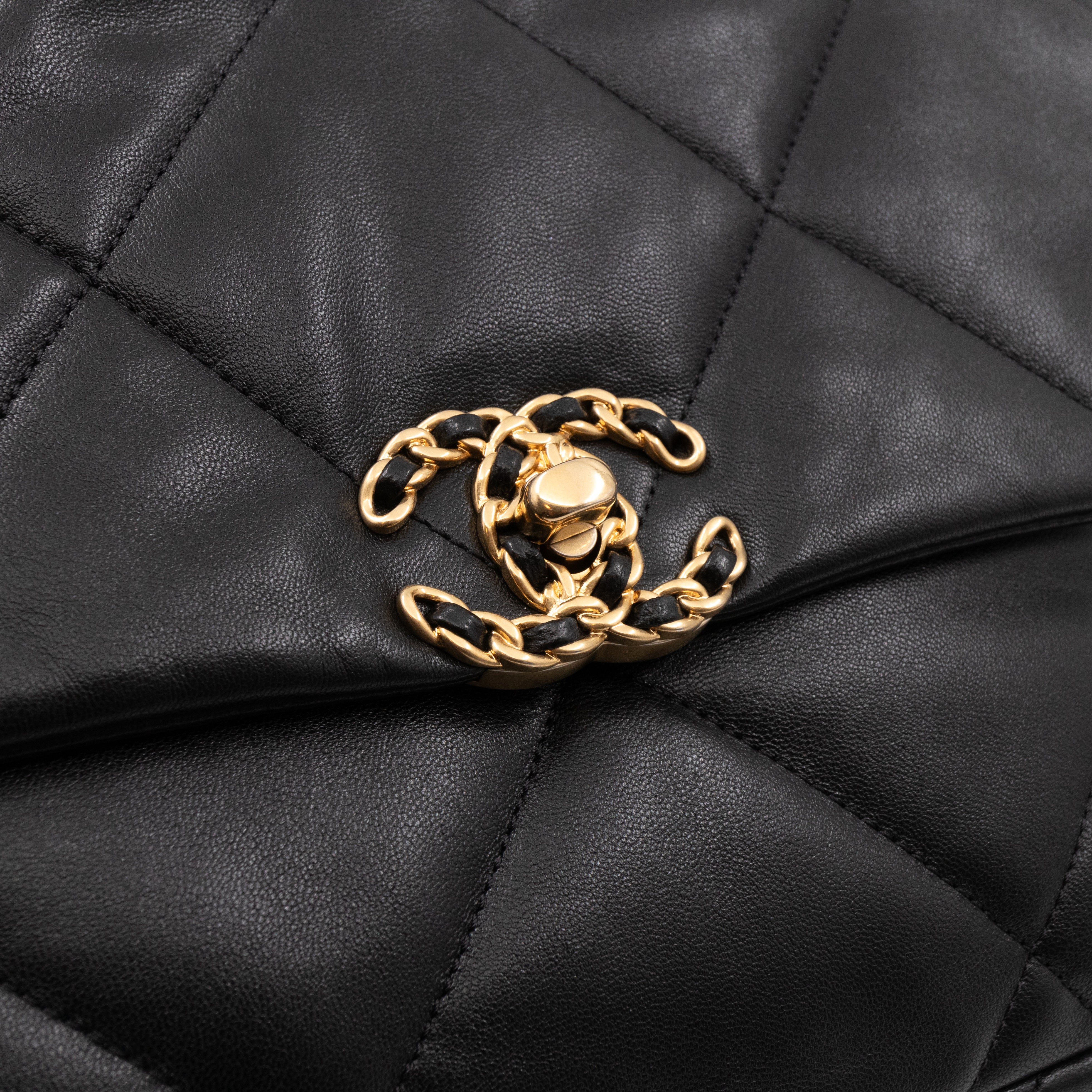 Chanel 19 Large Black Shiny Lambskin