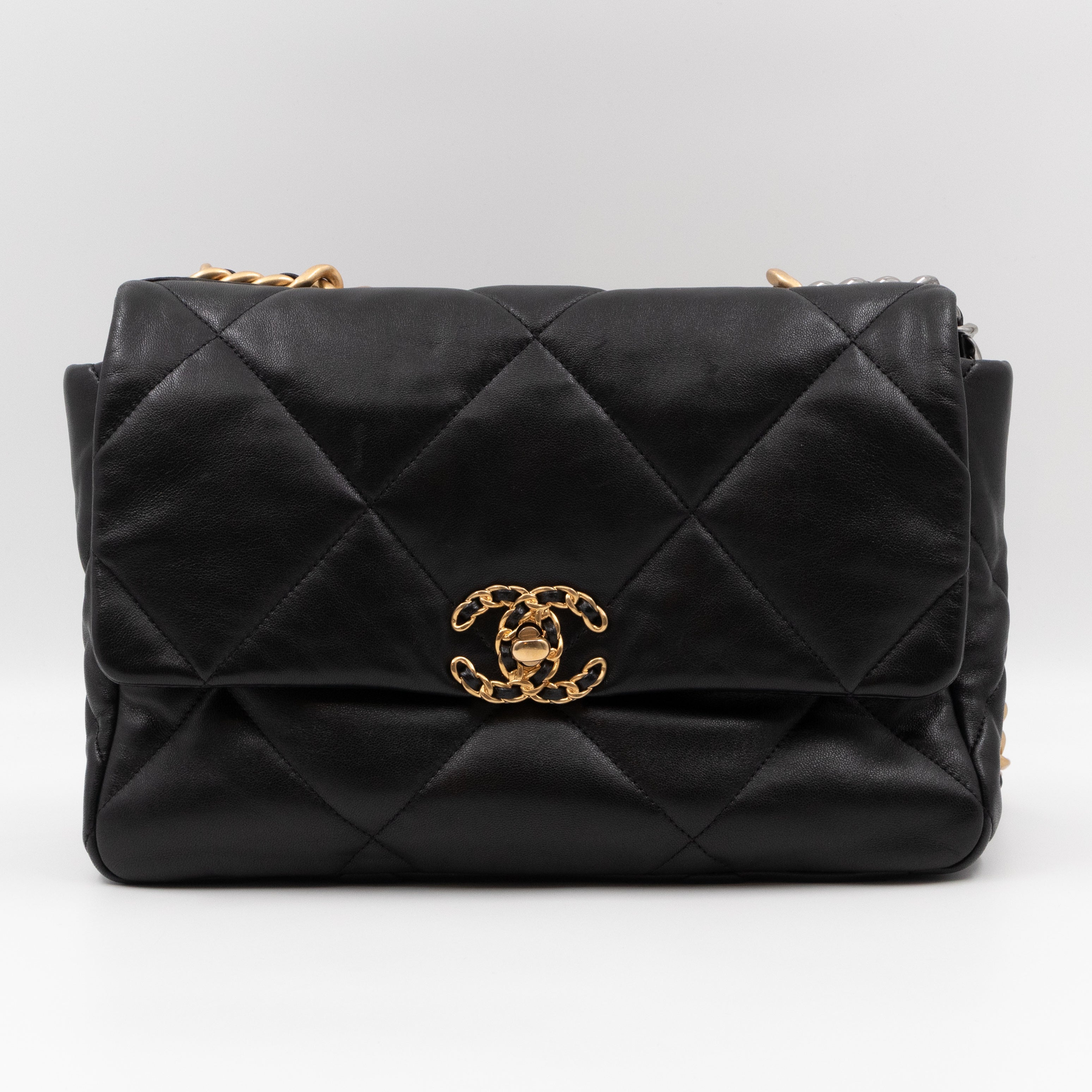 Chanel 19 Large Black Shiny Lambskin