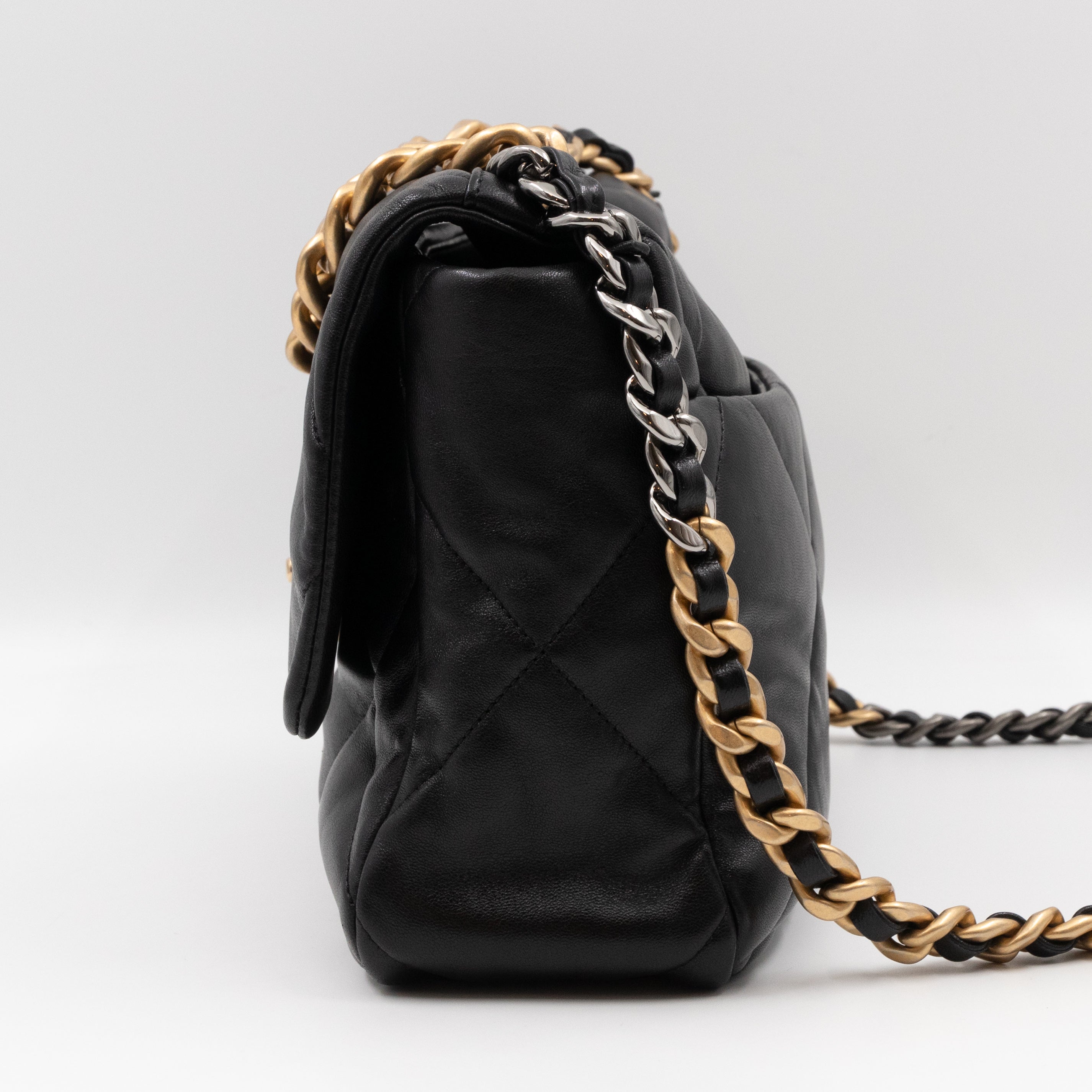 Chanel 19 Large Black Shiny Lambskin