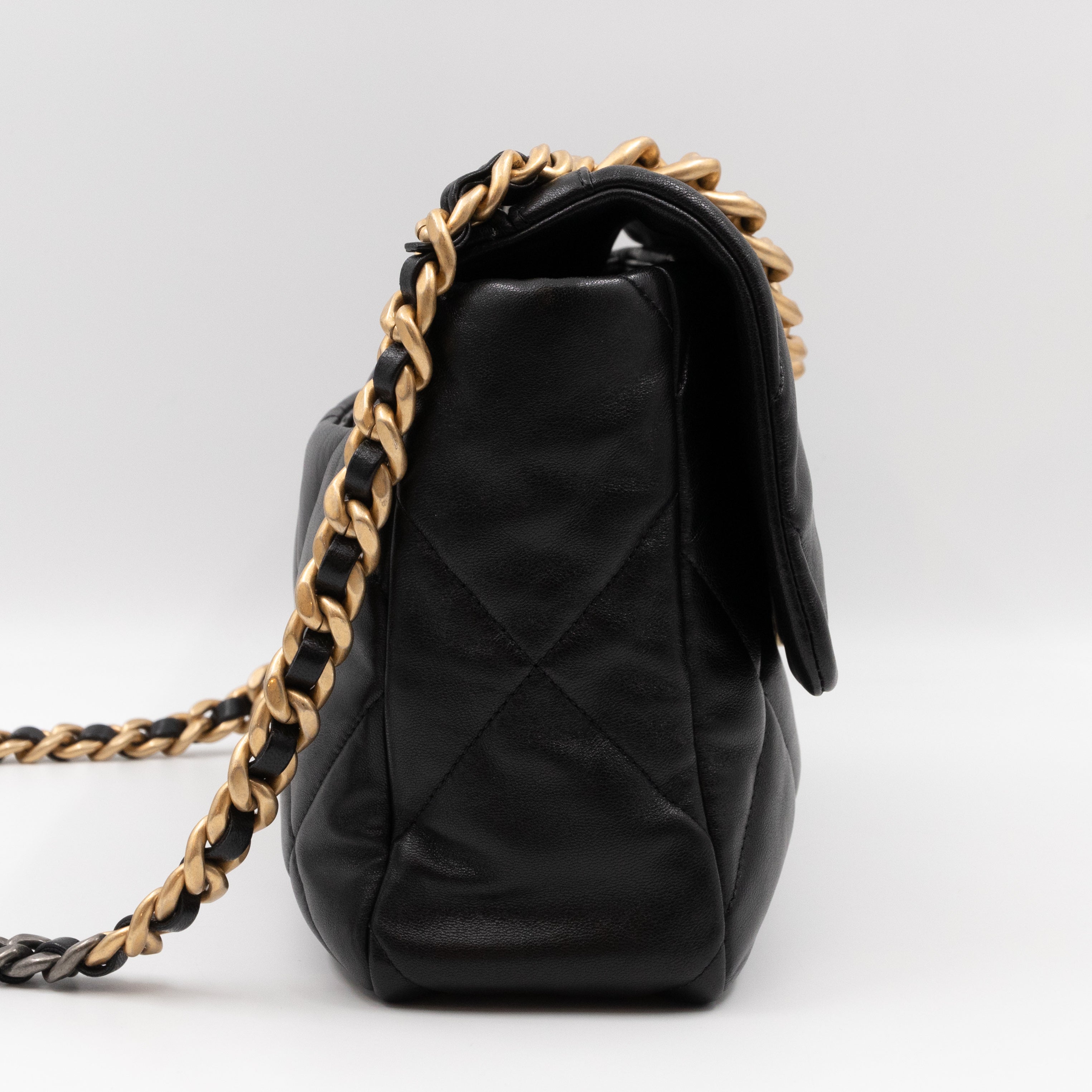 Chanel 19 Large Black Shiny Lambskin