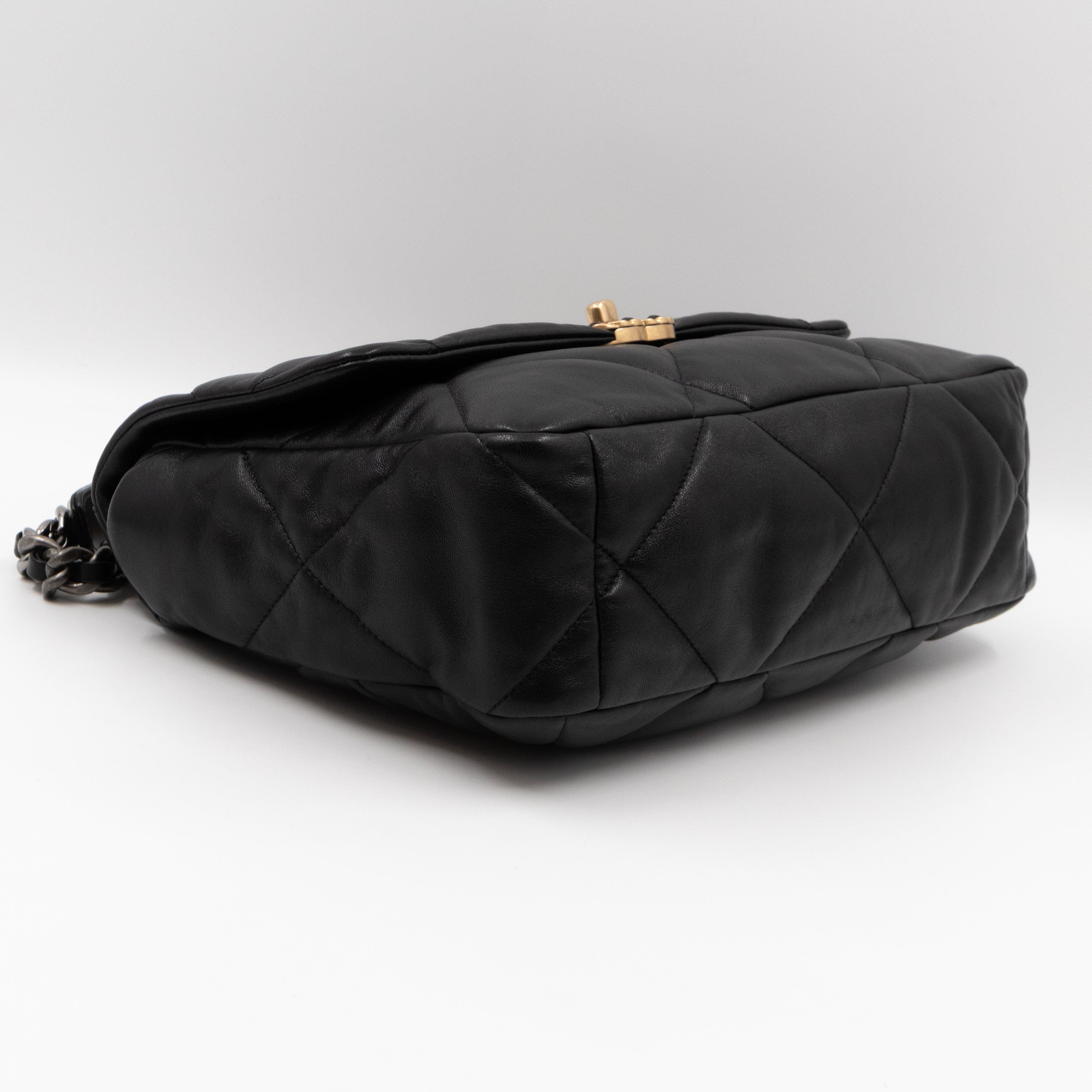 Chanel 19 Large Black Shiny Lambskin