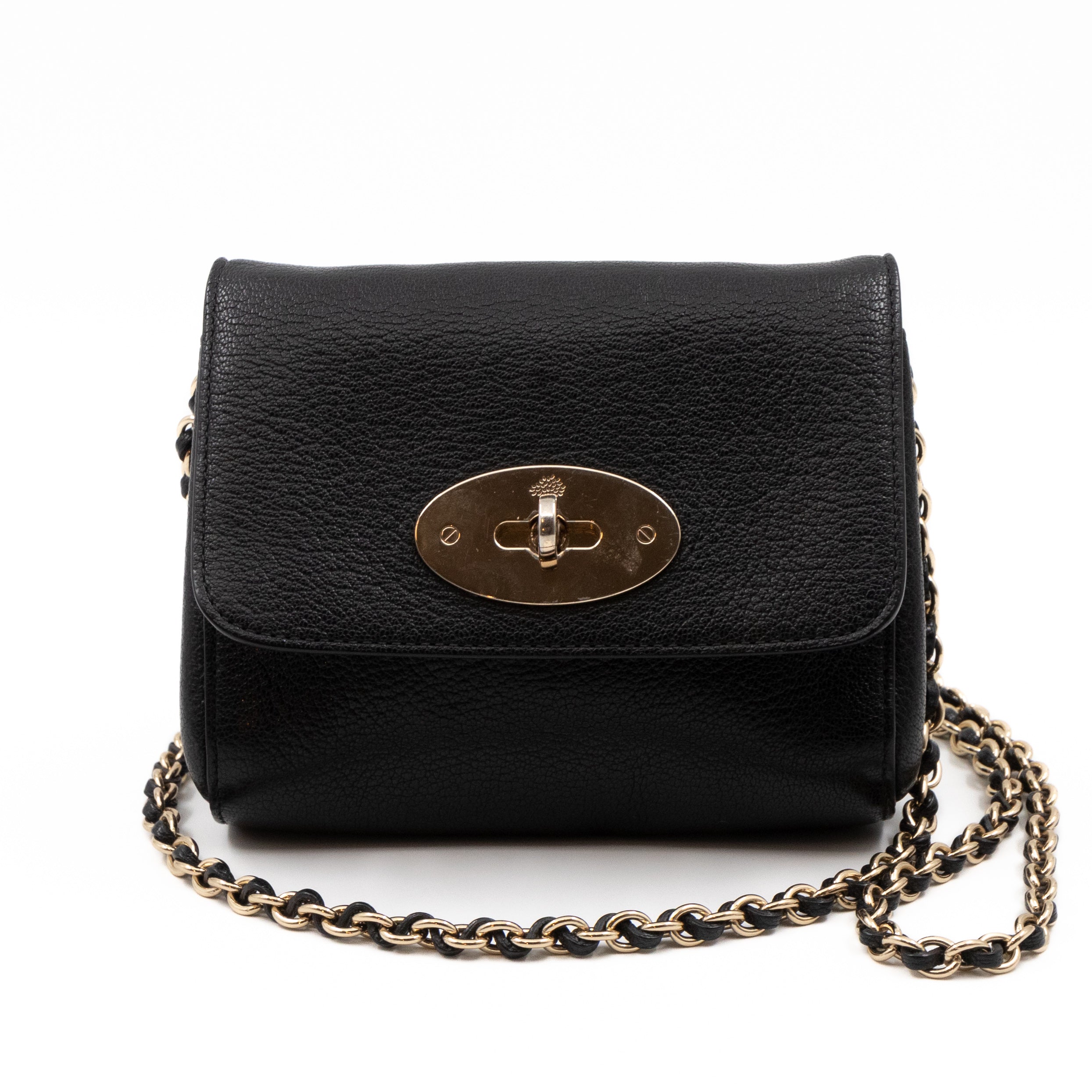 Lily Mini Black Leather Light Gold