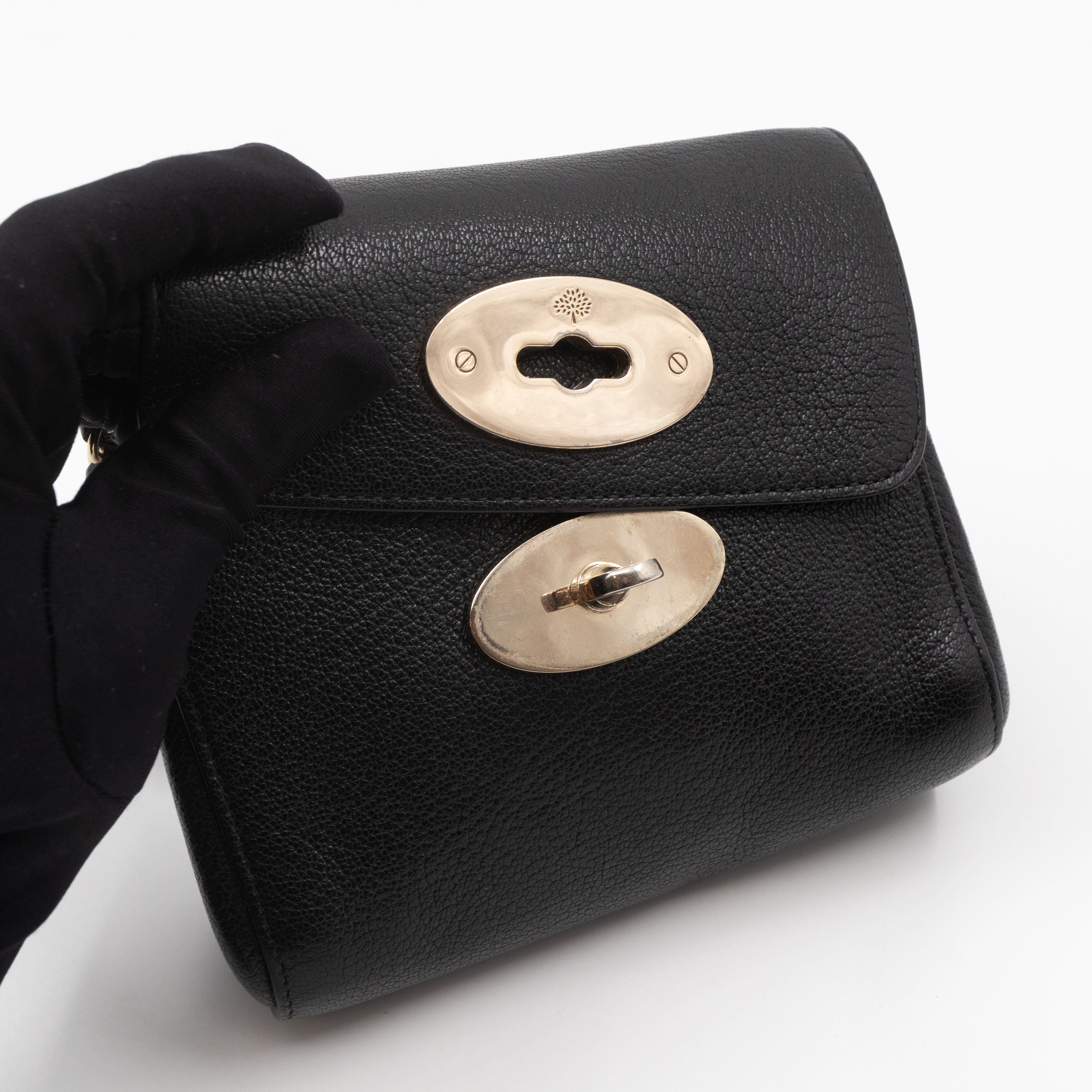 Lily Mini Black Leather Light Gold