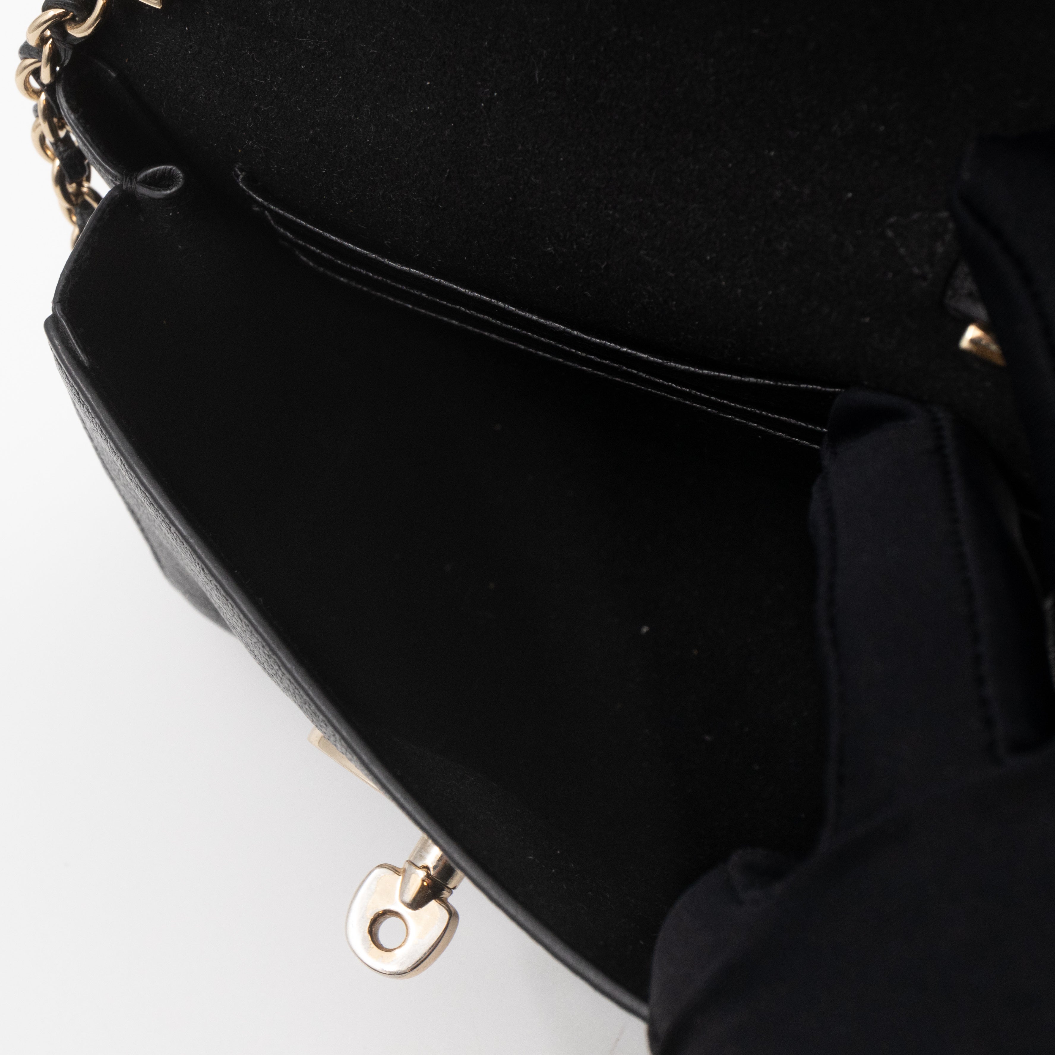 Lily Mini Black Leather Light Gold