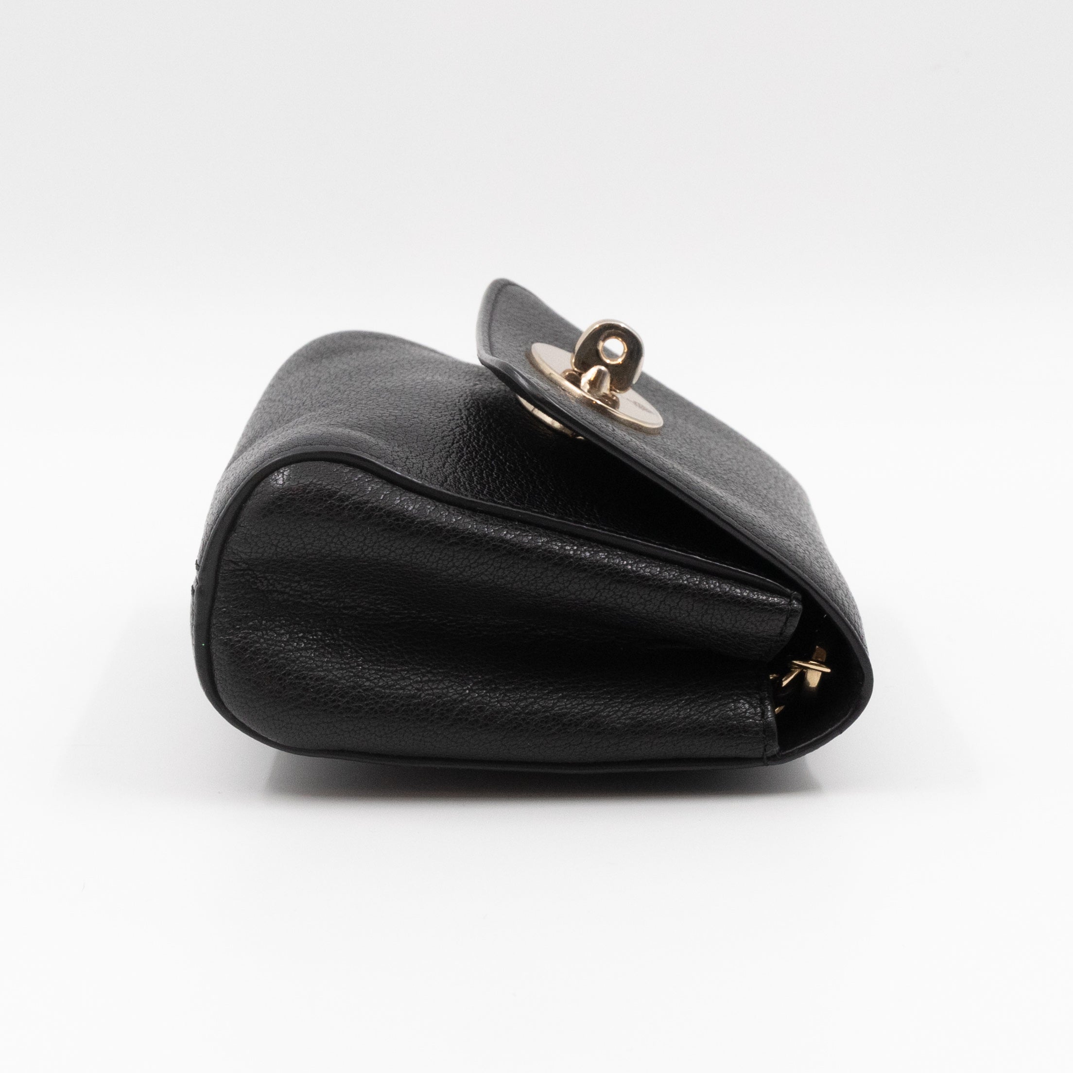 Lily Mini Black Leather Light Gold