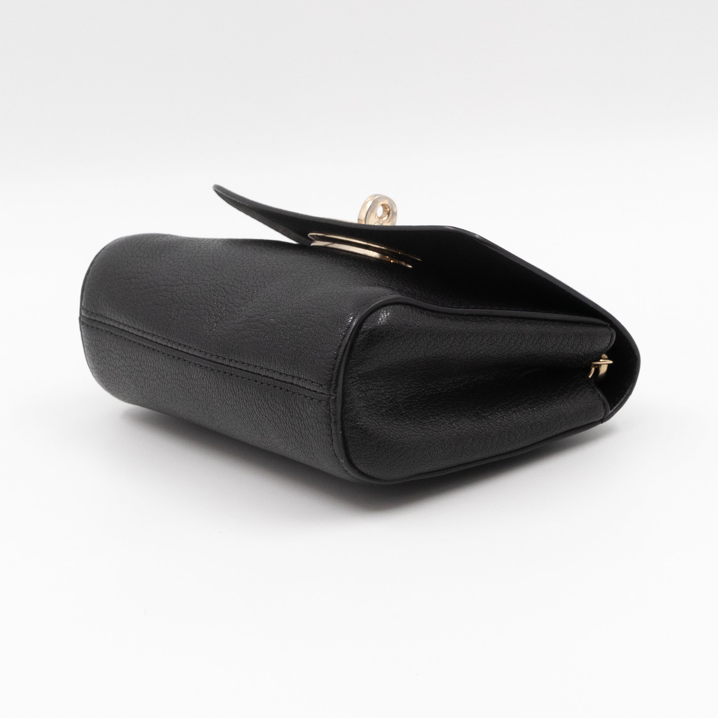 Lily Mini Black Leather Light Gold