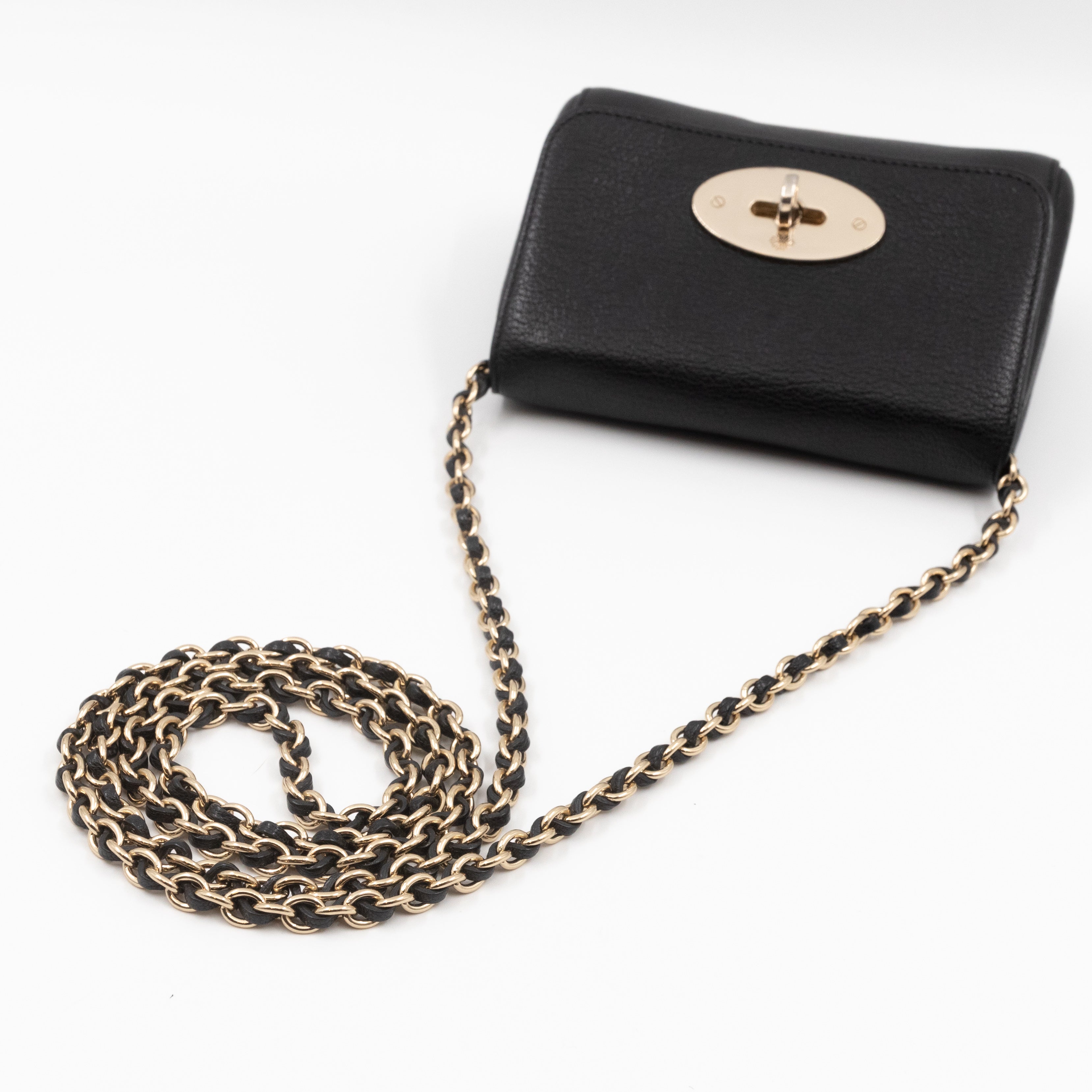 Lily Mini Black Leather Light Gold