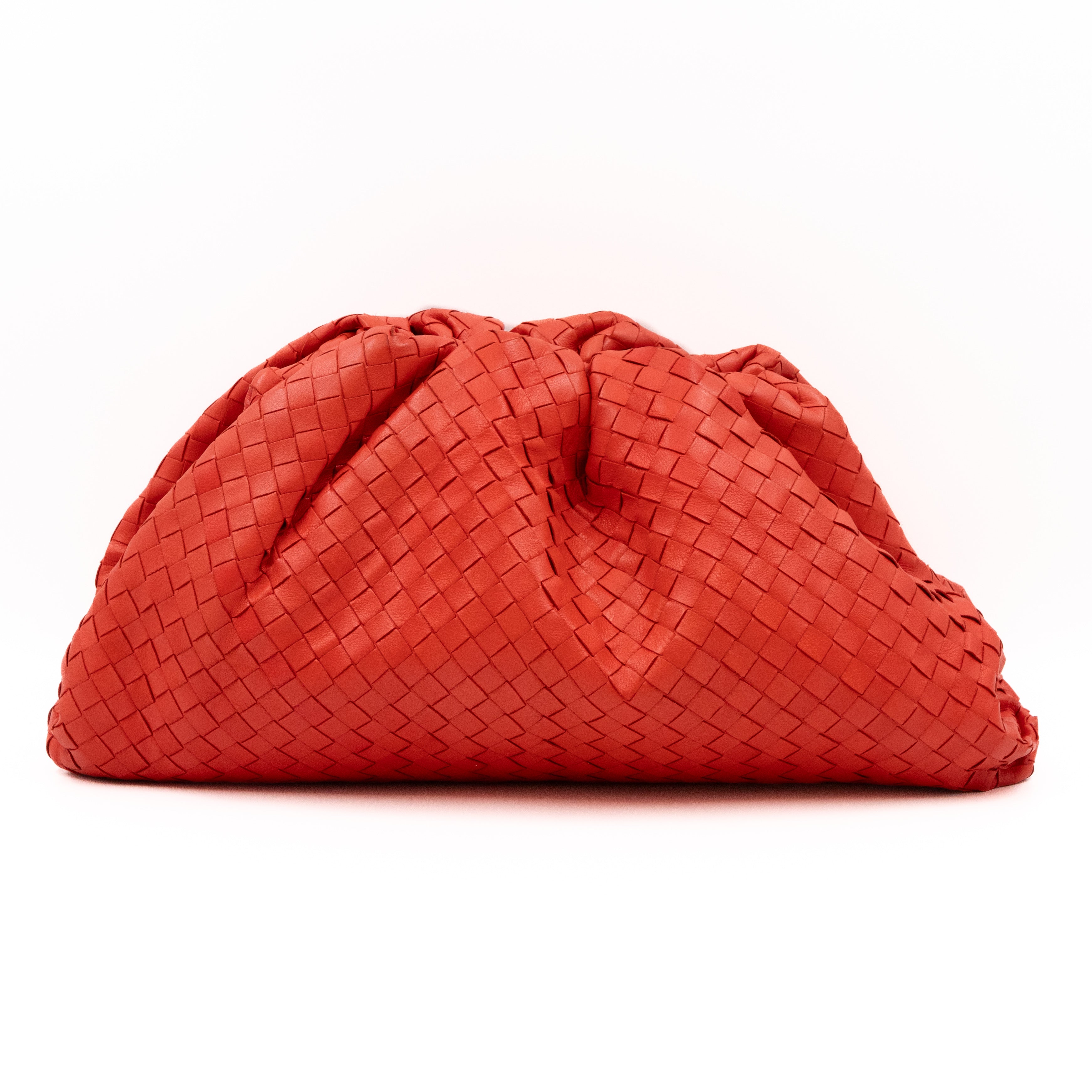 The Pouch Clutch Intrecciato Leather Coral