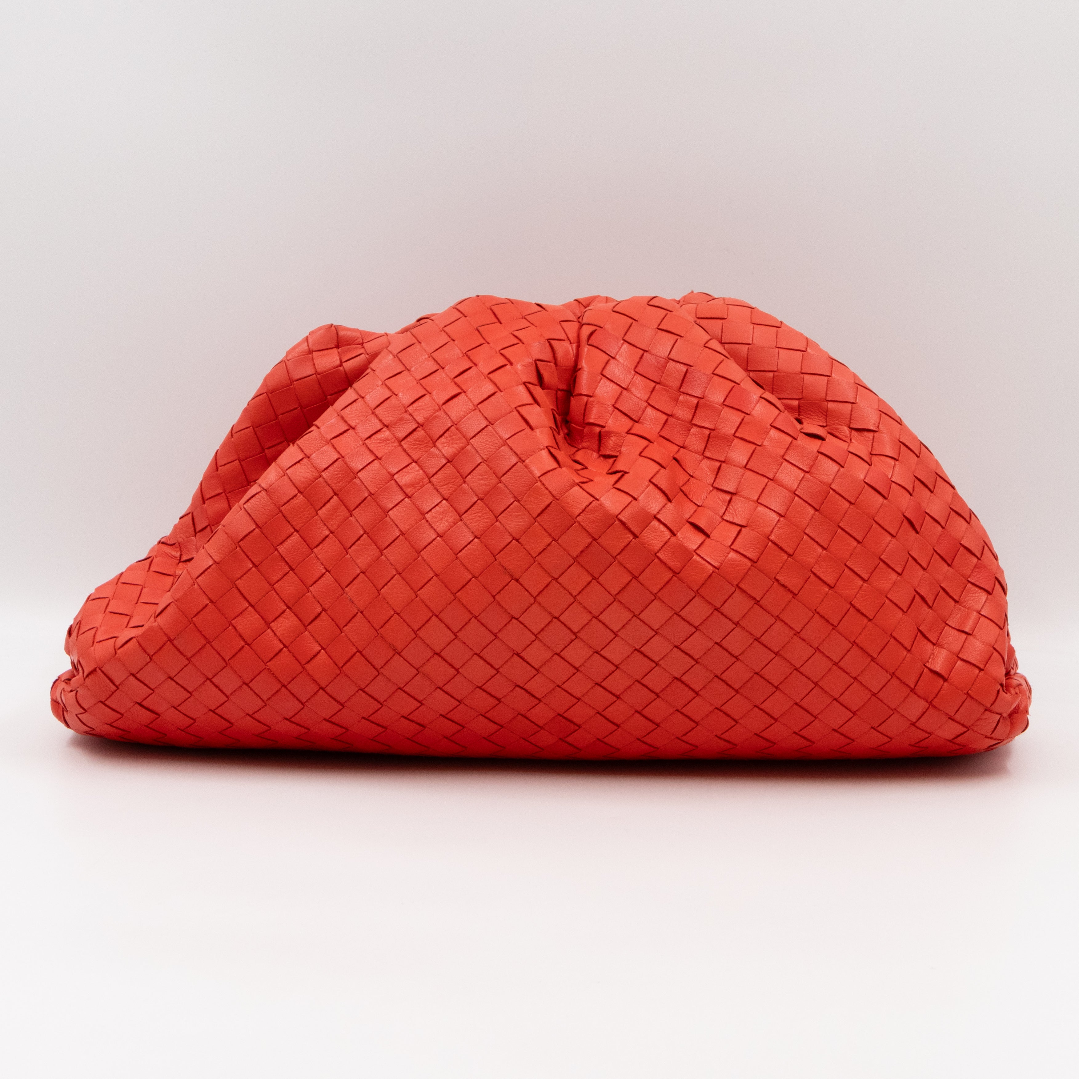 The Pouch Clutch Intrecciato Leather Coral