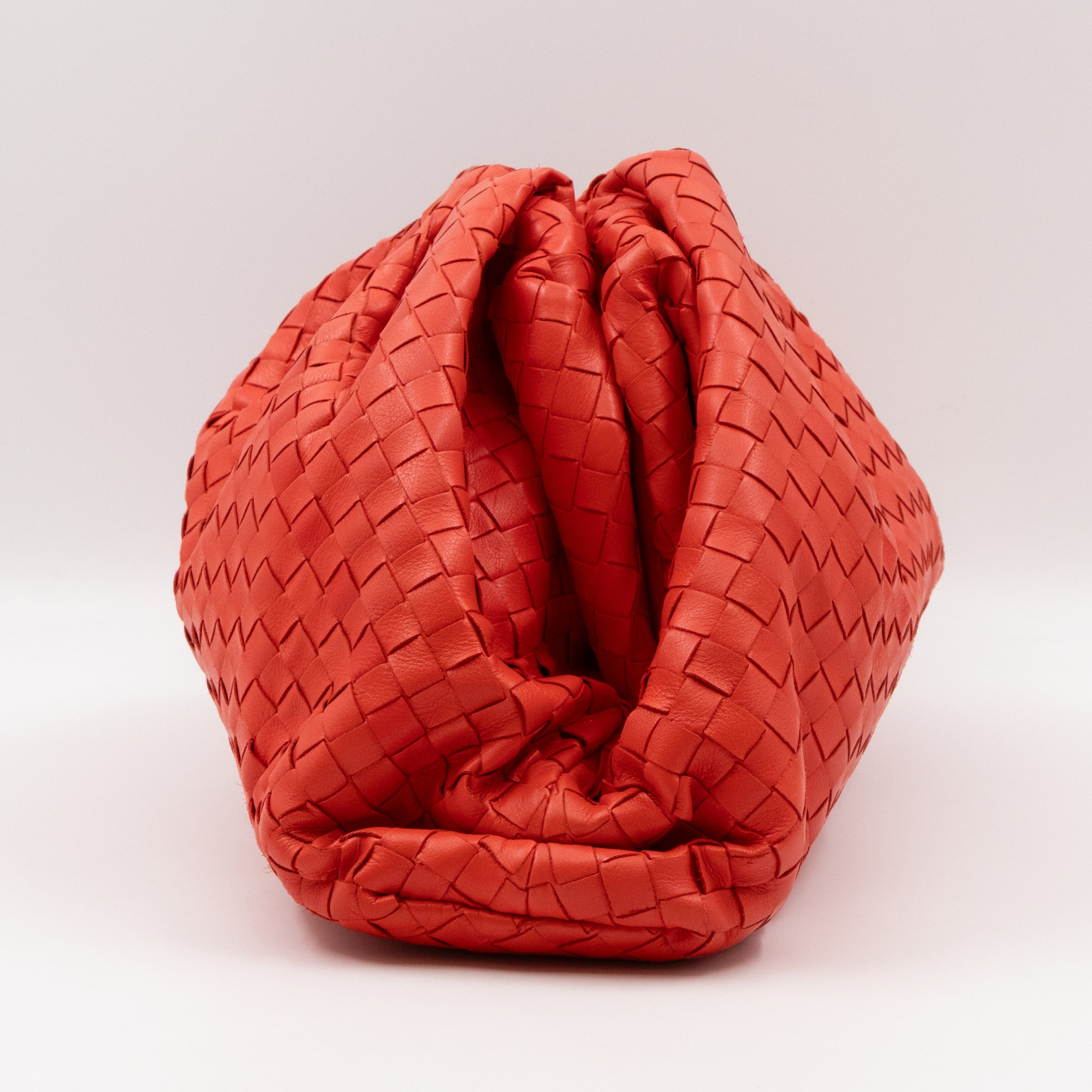 The Pouch Clutch Intrecciato Leather Coral