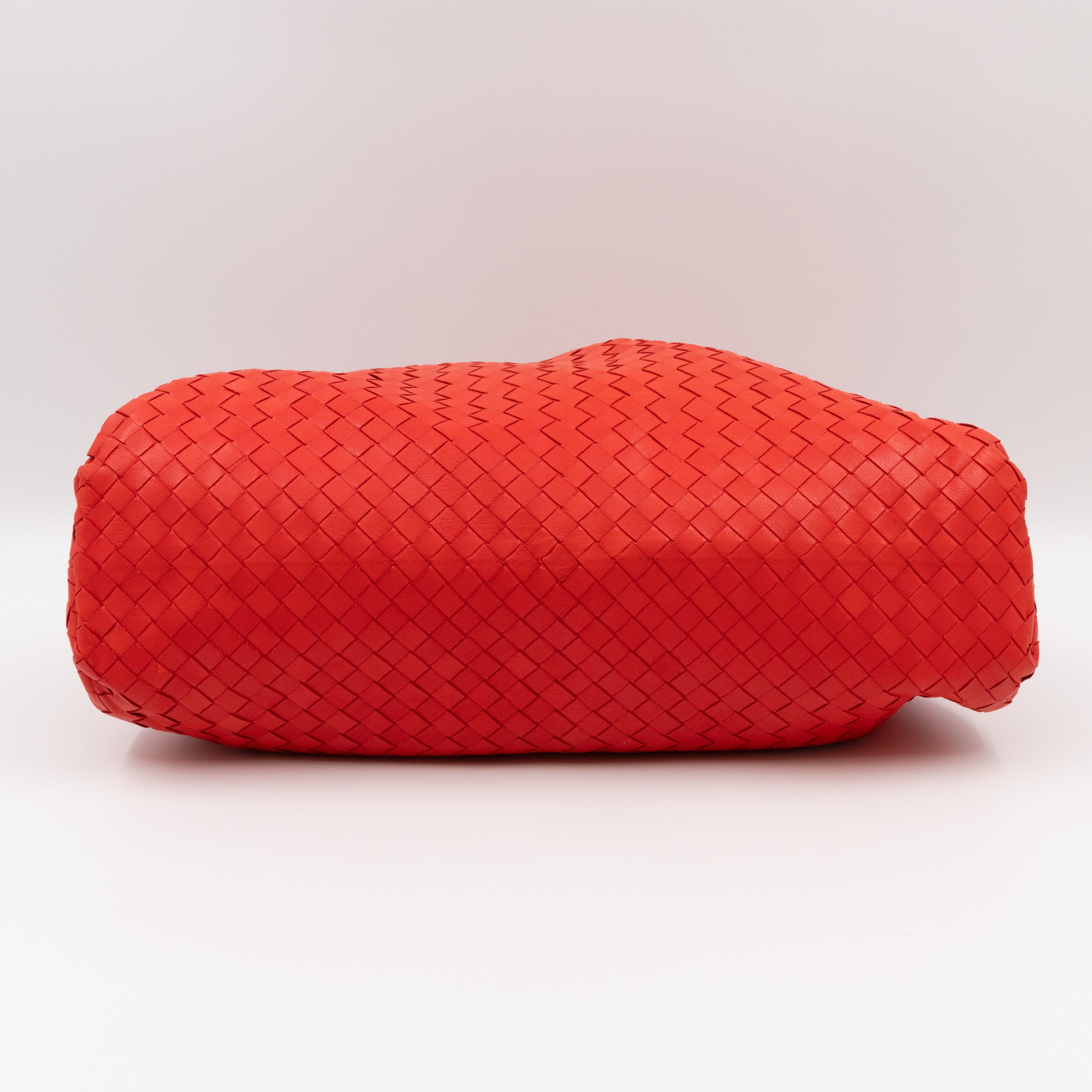 The Pouch Clutch Intrecciato Leather Coral