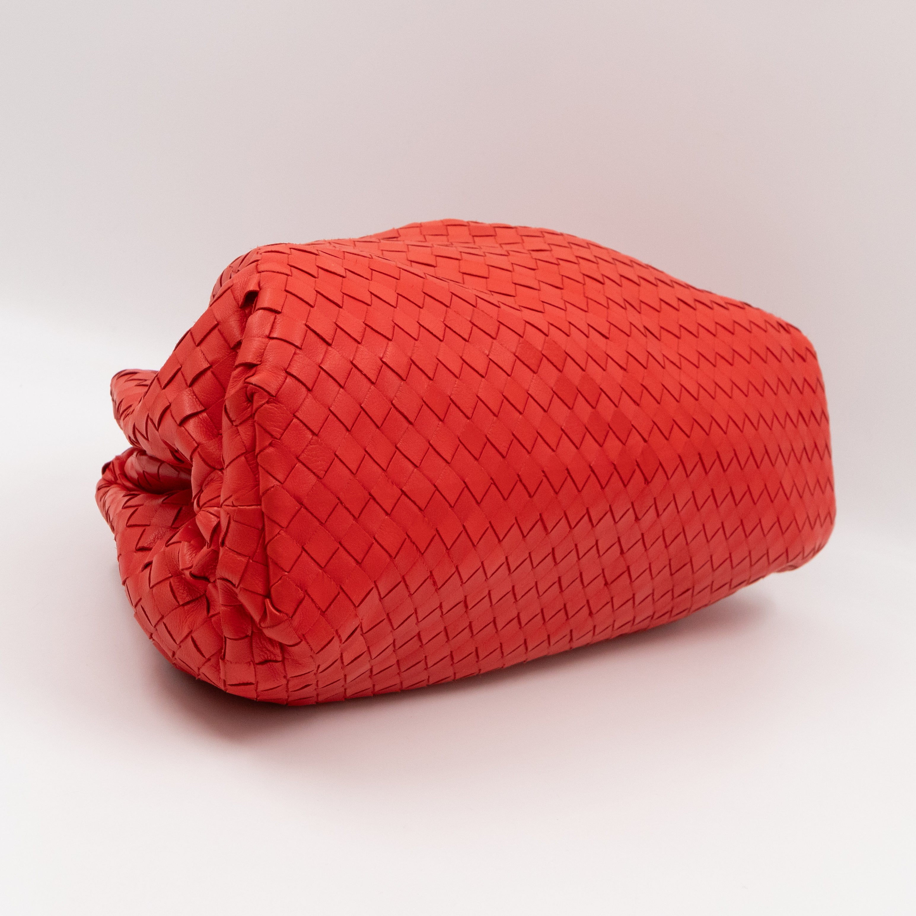 The Pouch Clutch Intrecciato Leather Coral