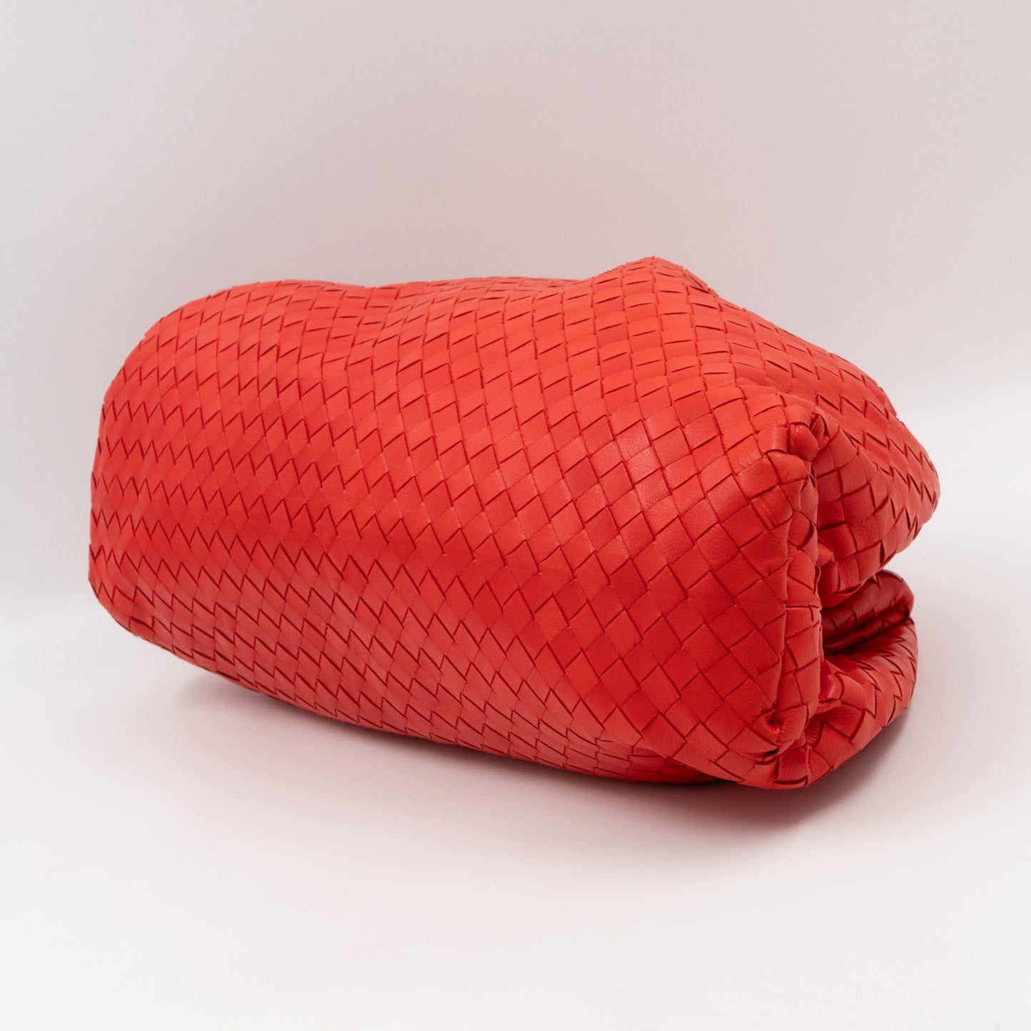 The Pouch Clutch Intrecciato Leather Coral