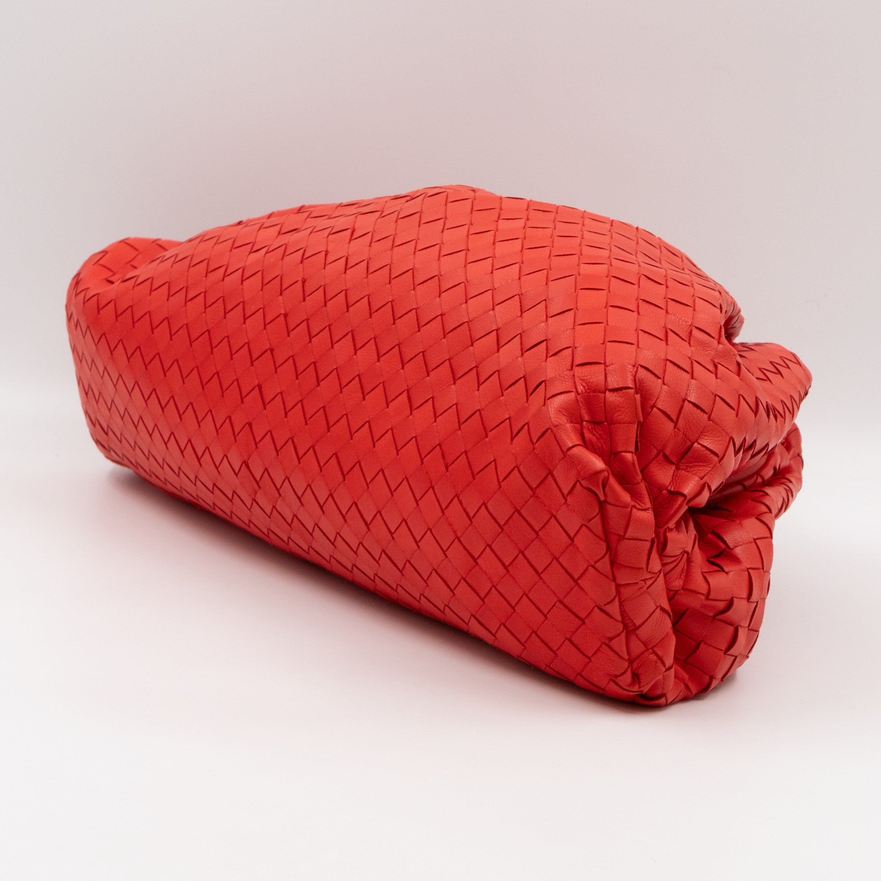 The Pouch Clutch Intrecciato Leather Coral