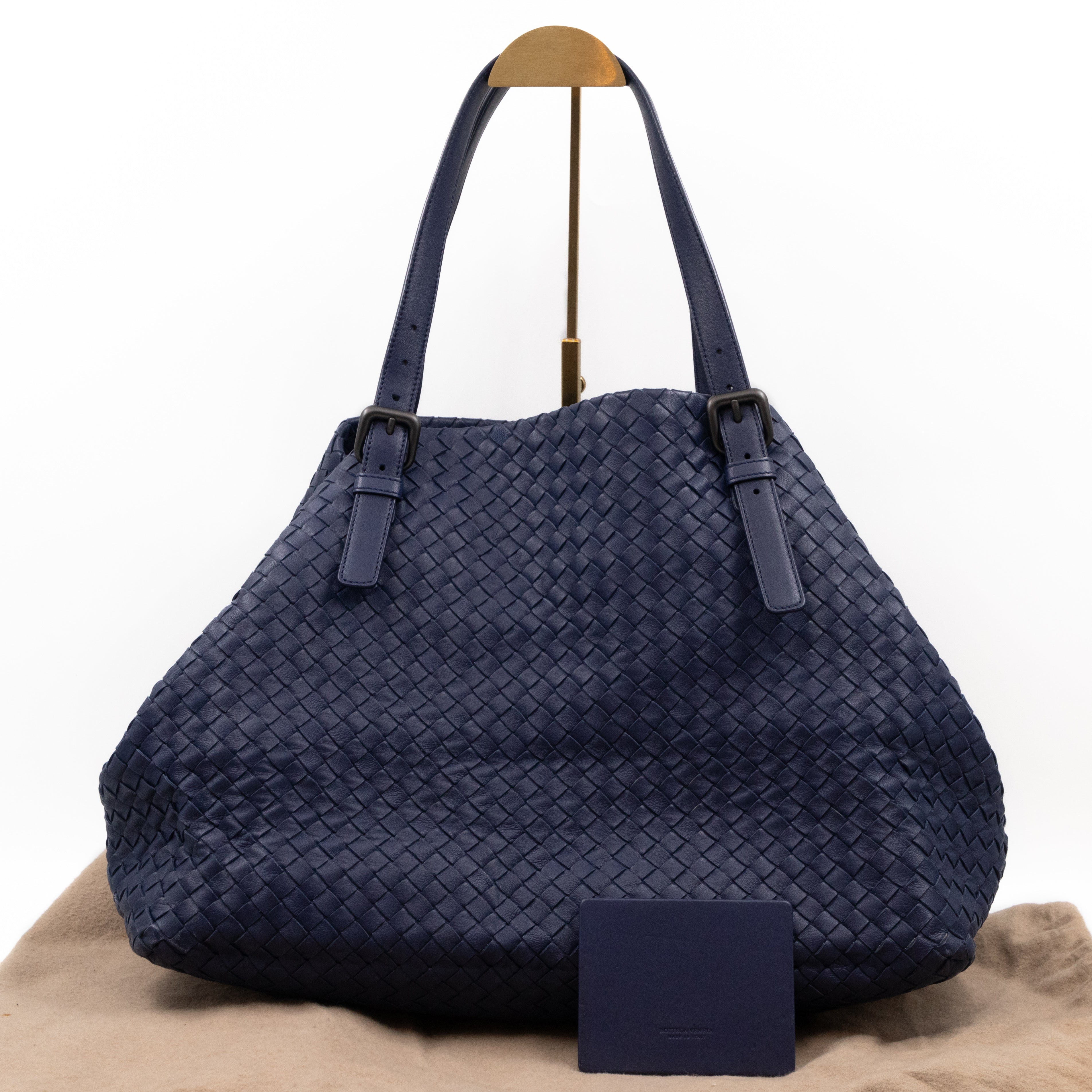 Large Cabat Tote Intrecciato Blue Leather