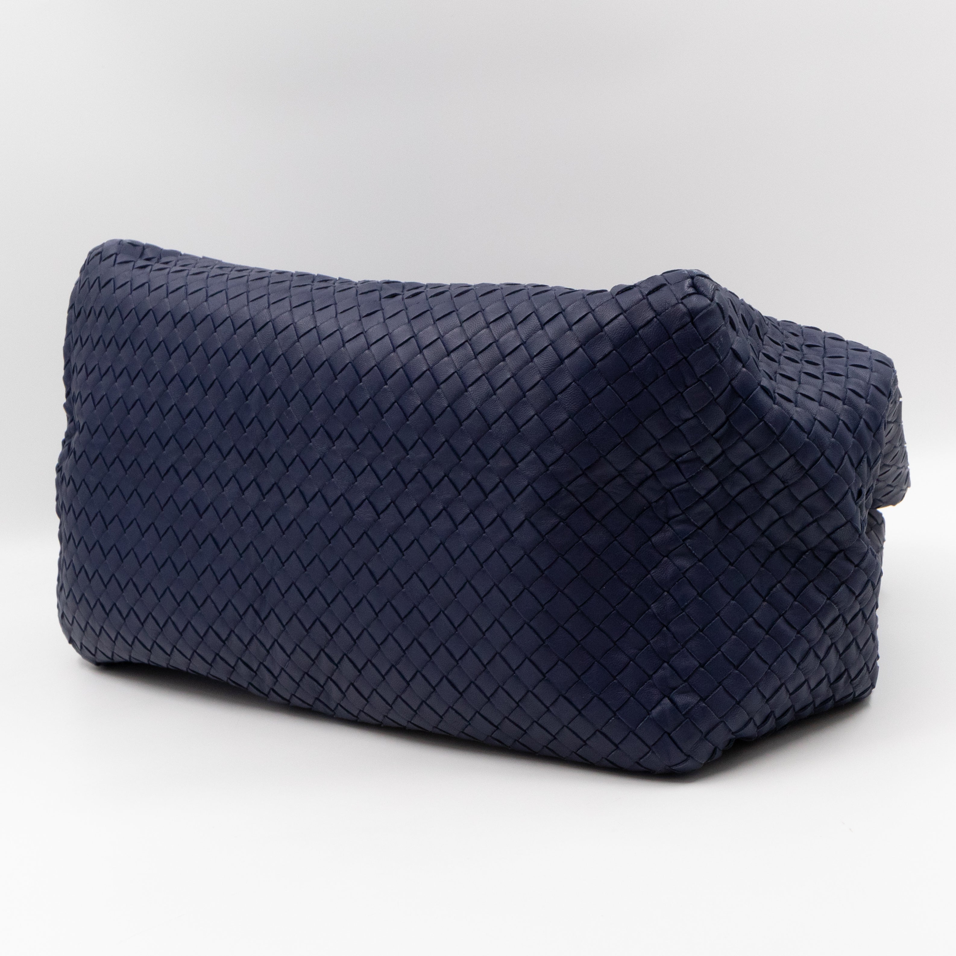 Large Cabat Tote Intrecciato Blue Leather