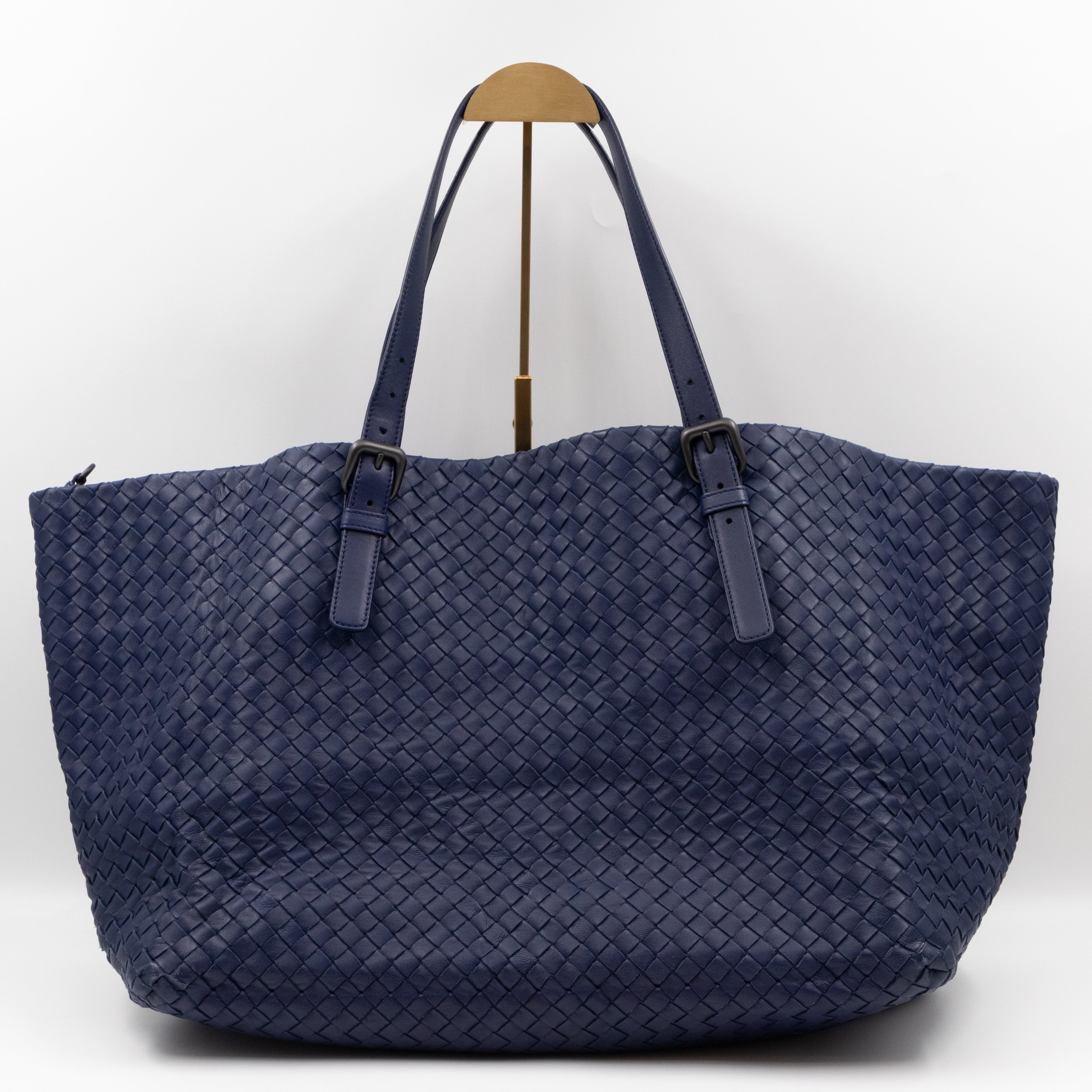 Large Cabat Tote Intrecciato Blue Leather
