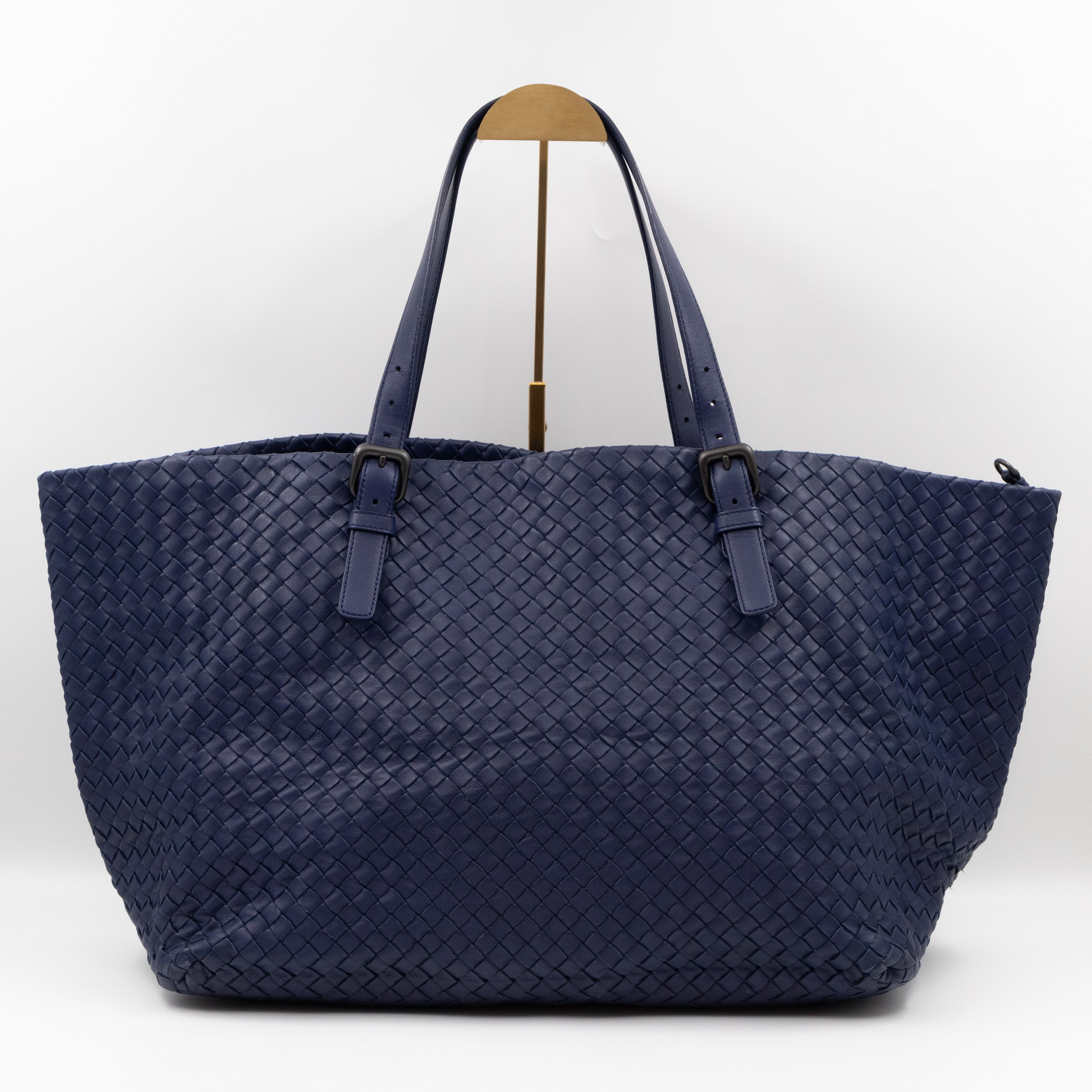 Large Cabat Tote Intrecciato Blue Leather