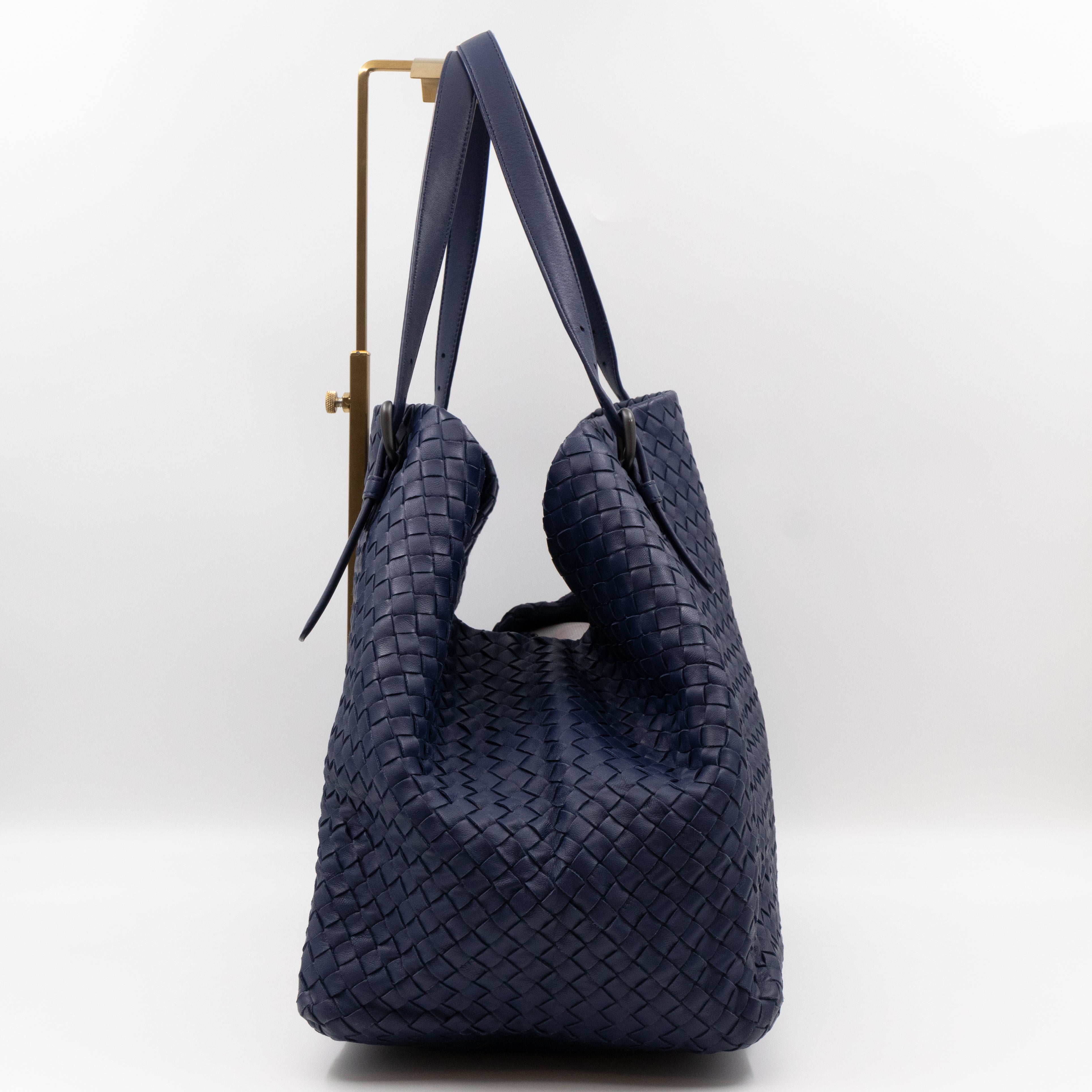 Large Cabat Tote Intrecciato Blue Leather