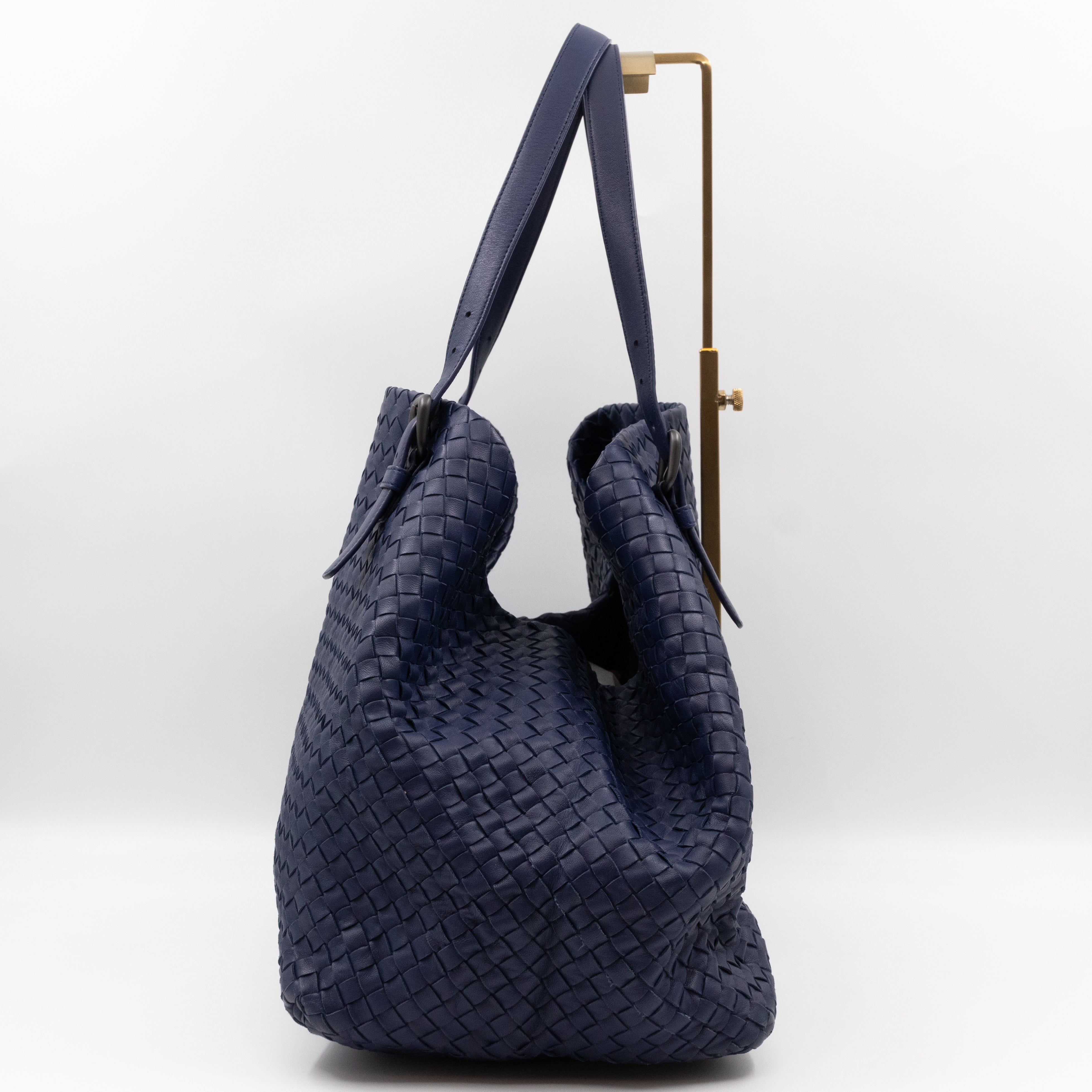 Large Cabat Tote Intrecciato Blue Leather