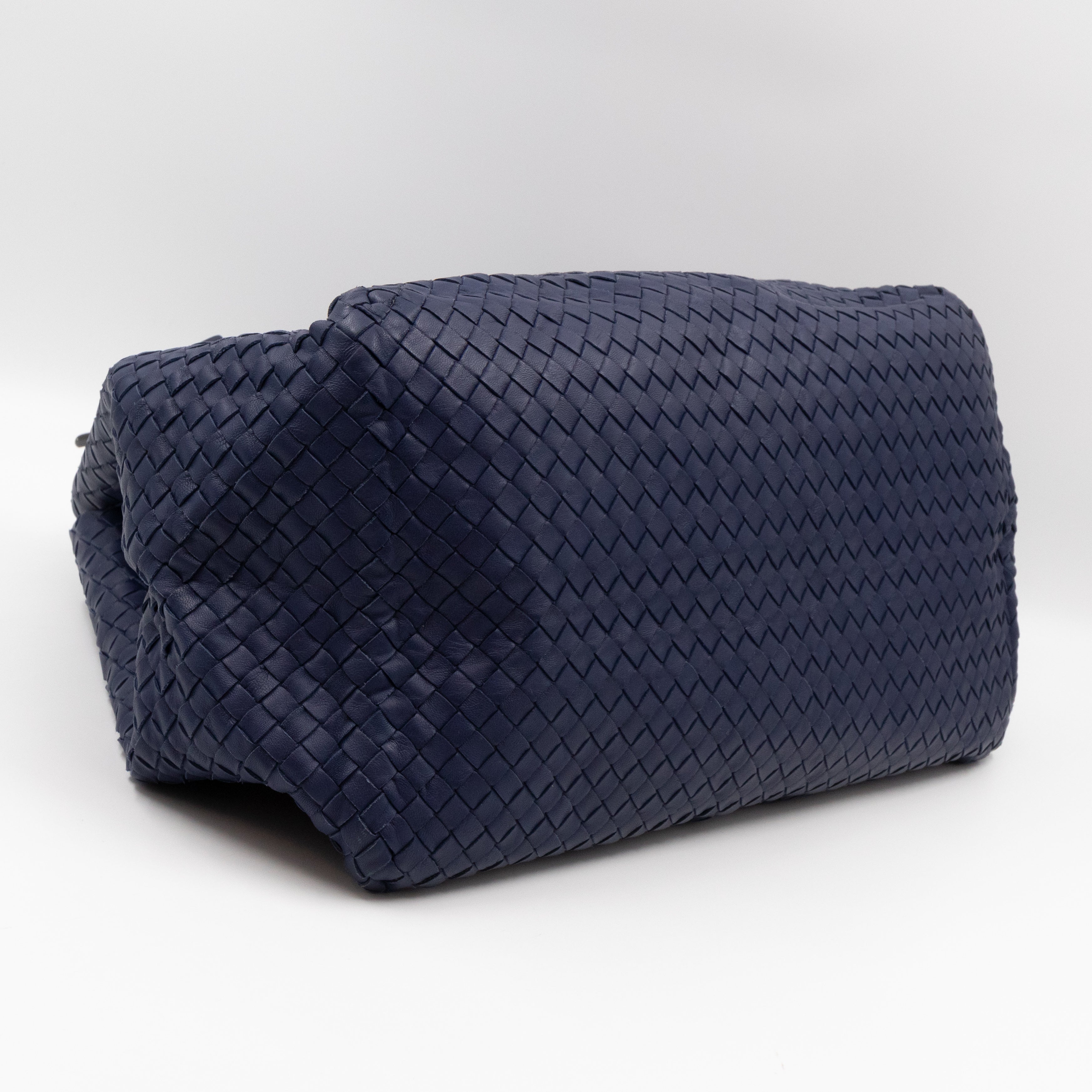 Large Cabat Tote Intrecciato Blue Leather