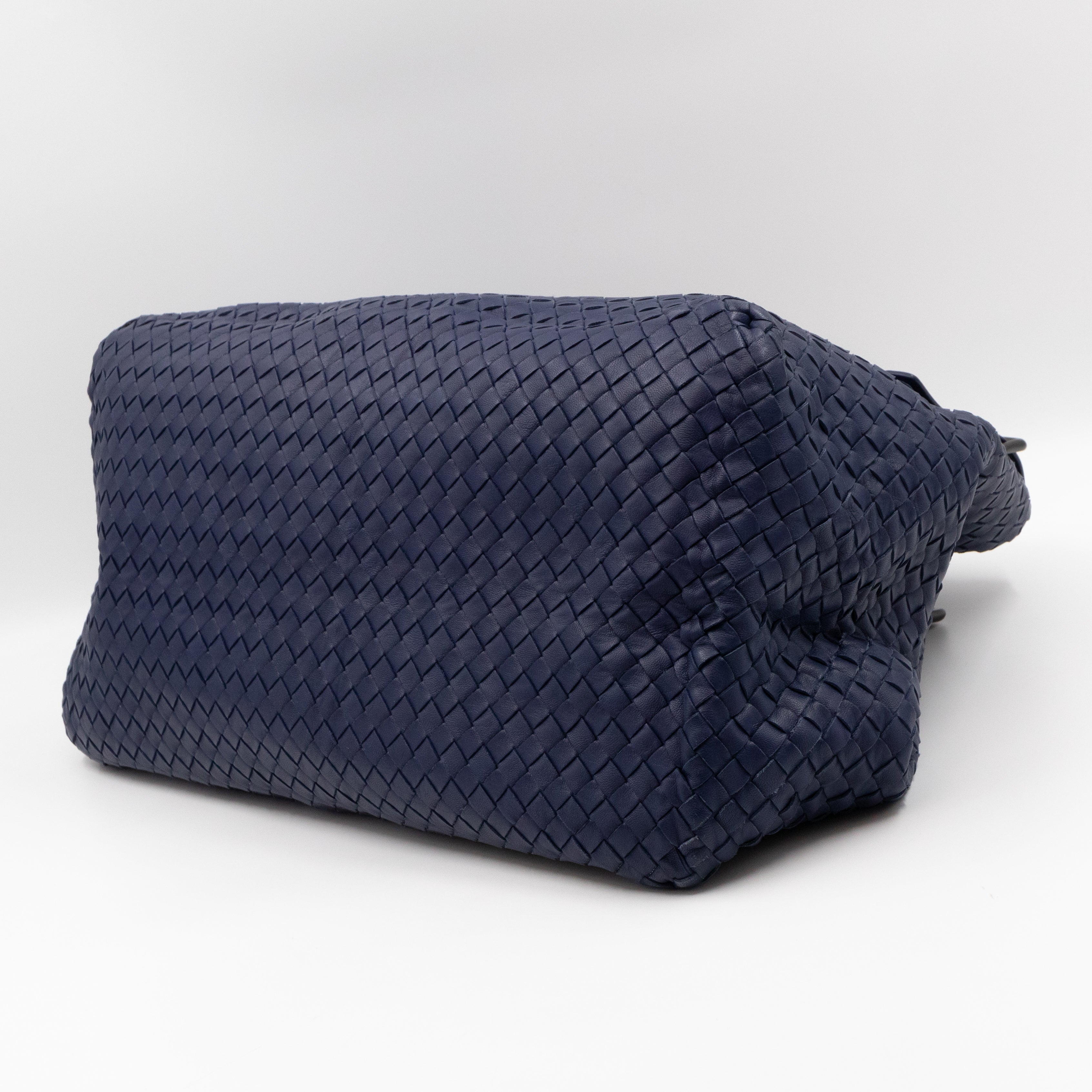 Large Cabat Tote Intrecciato Blue Leather