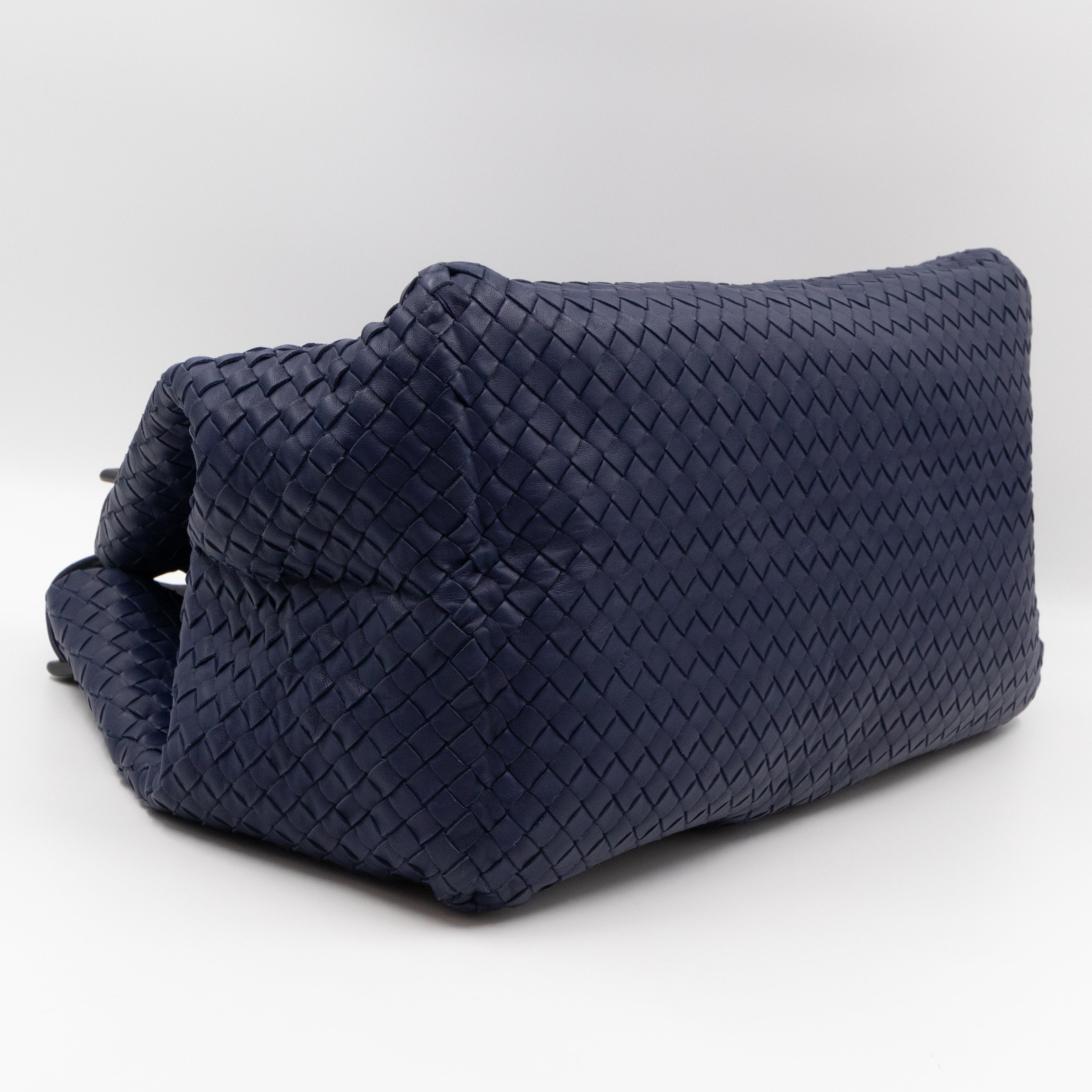 Large Cabat Tote Intrecciato Blue Leather