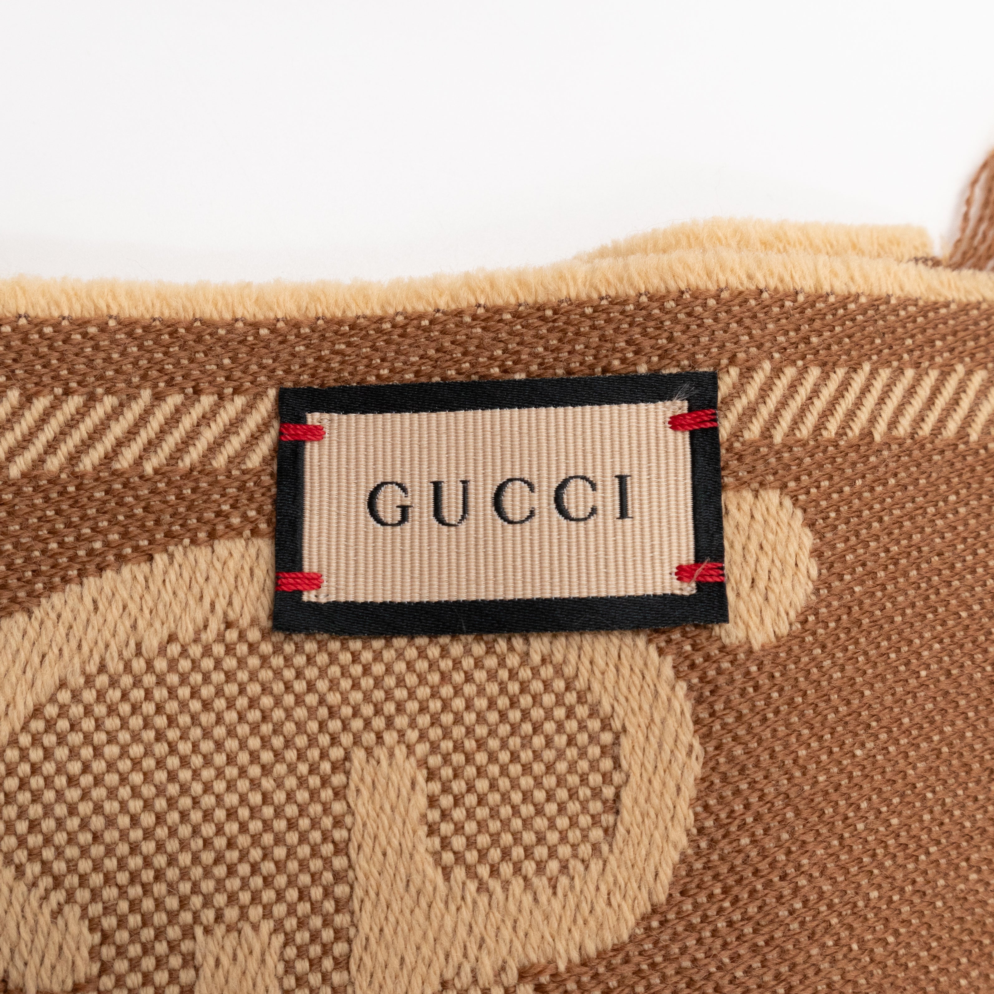 GG Wool Jacquard Scarf Beige & Brown