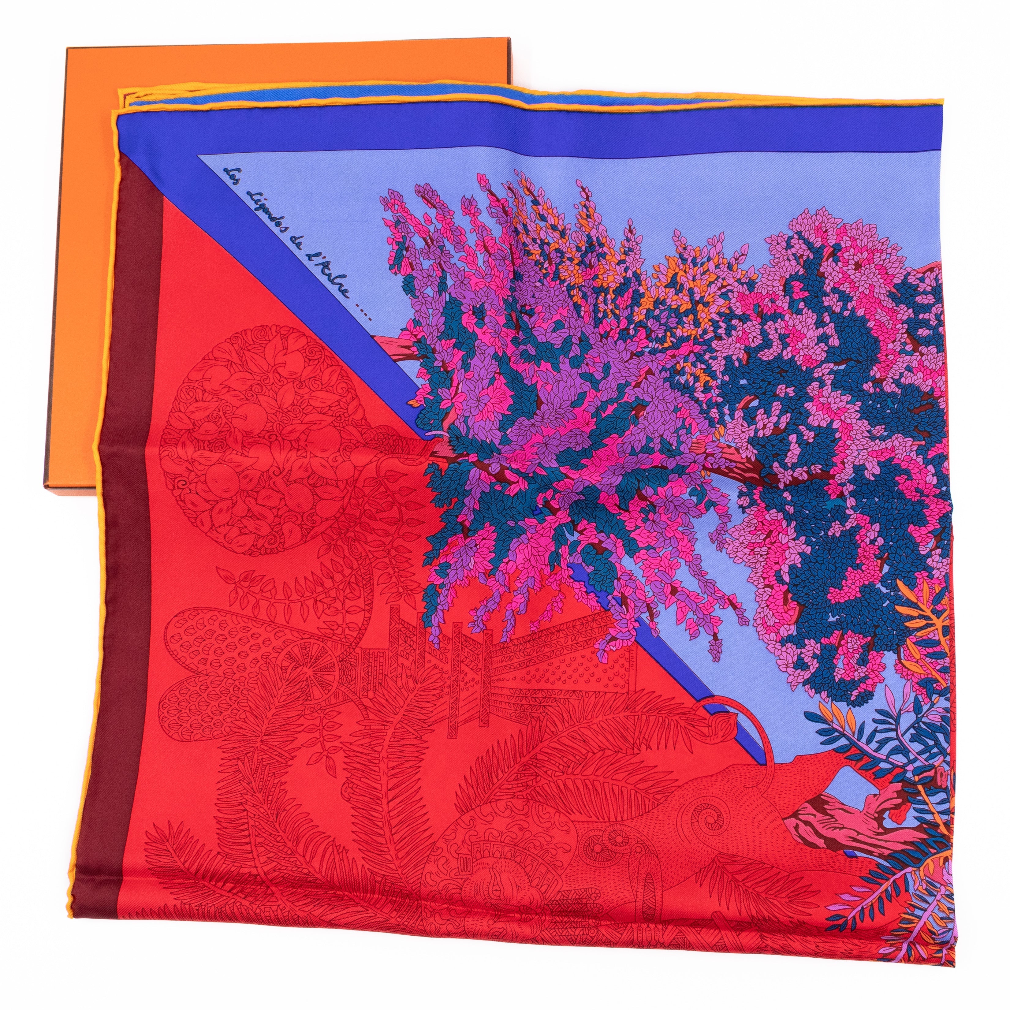 Silk Scarf 90 Les Legendes de l'Arbre Coloriage