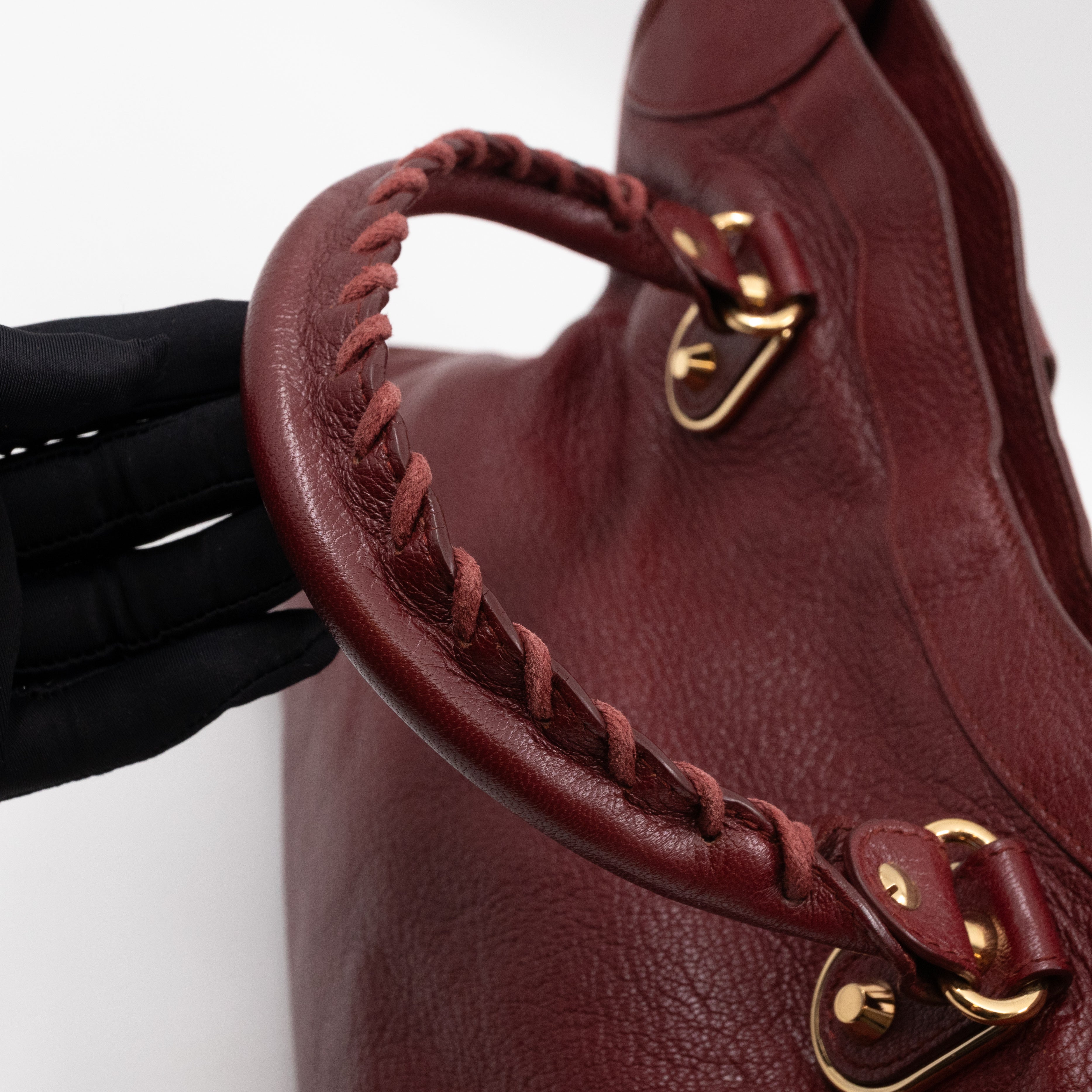 Classic City Metallic Edge Burgundy Leather