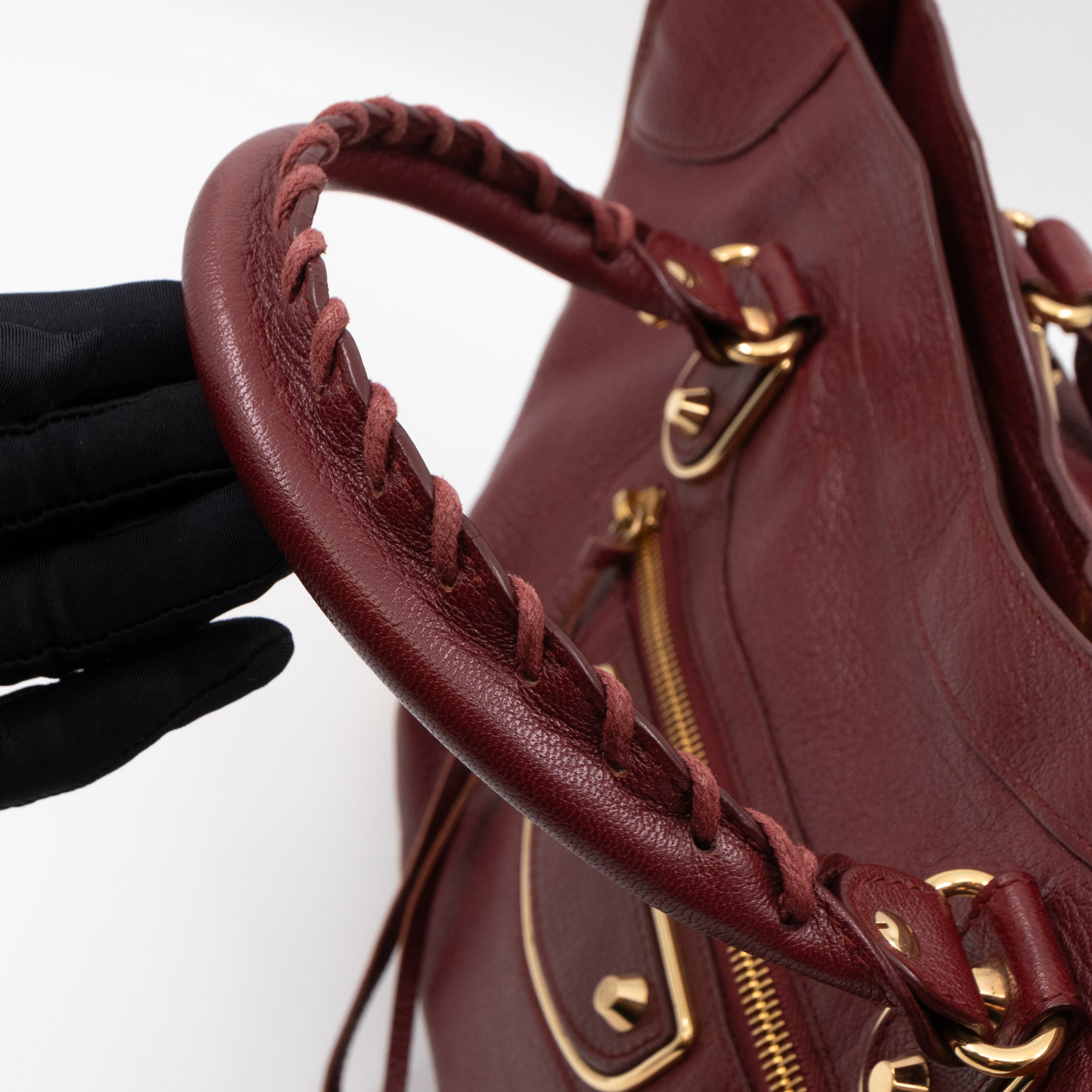 Classic City Metallic Edge Burgundy Leather