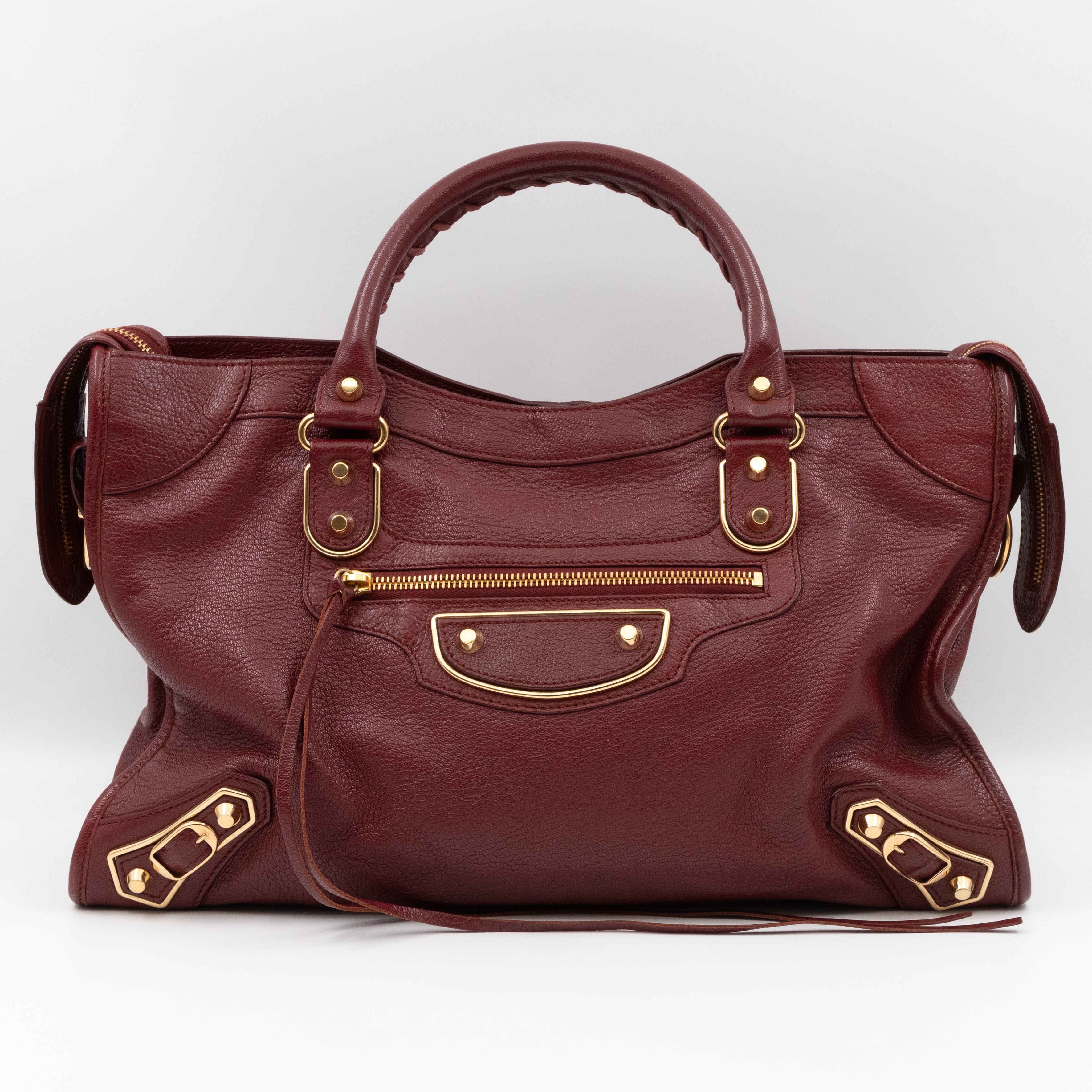 Classic City Metallic Edge Burgundy Leather