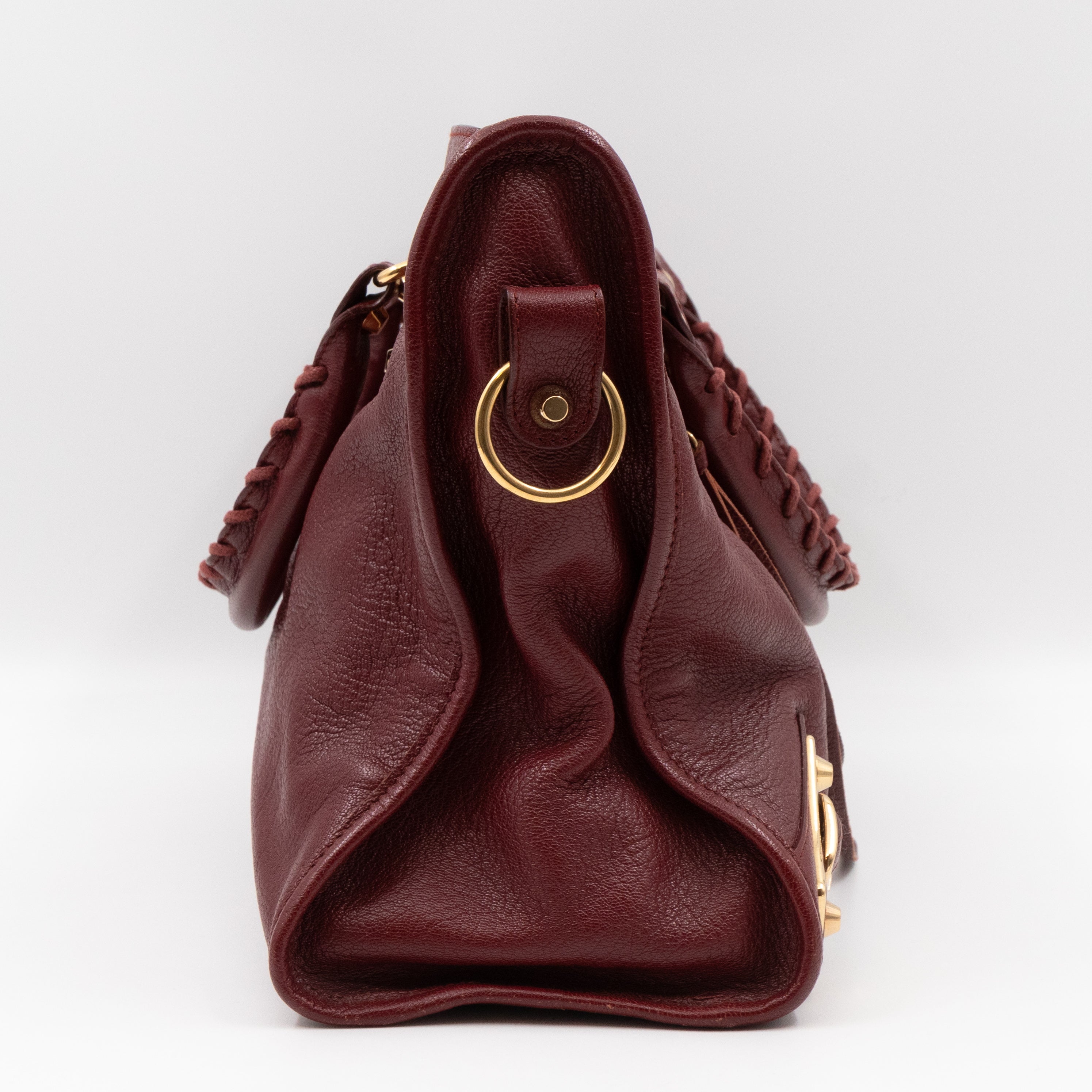 Classic City Metallic Edge Burgundy Leather