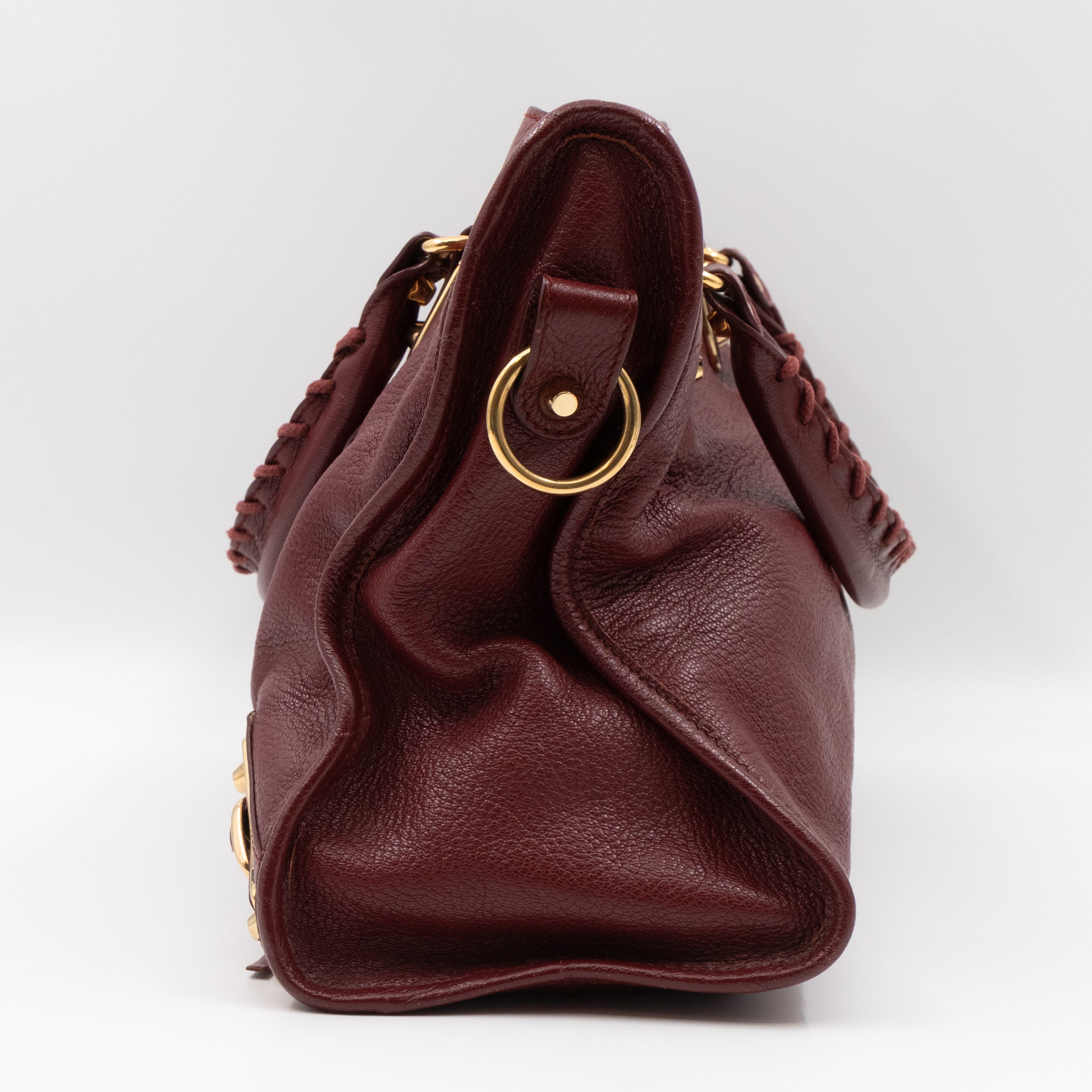 Classic City Metallic Edge Burgundy Leather